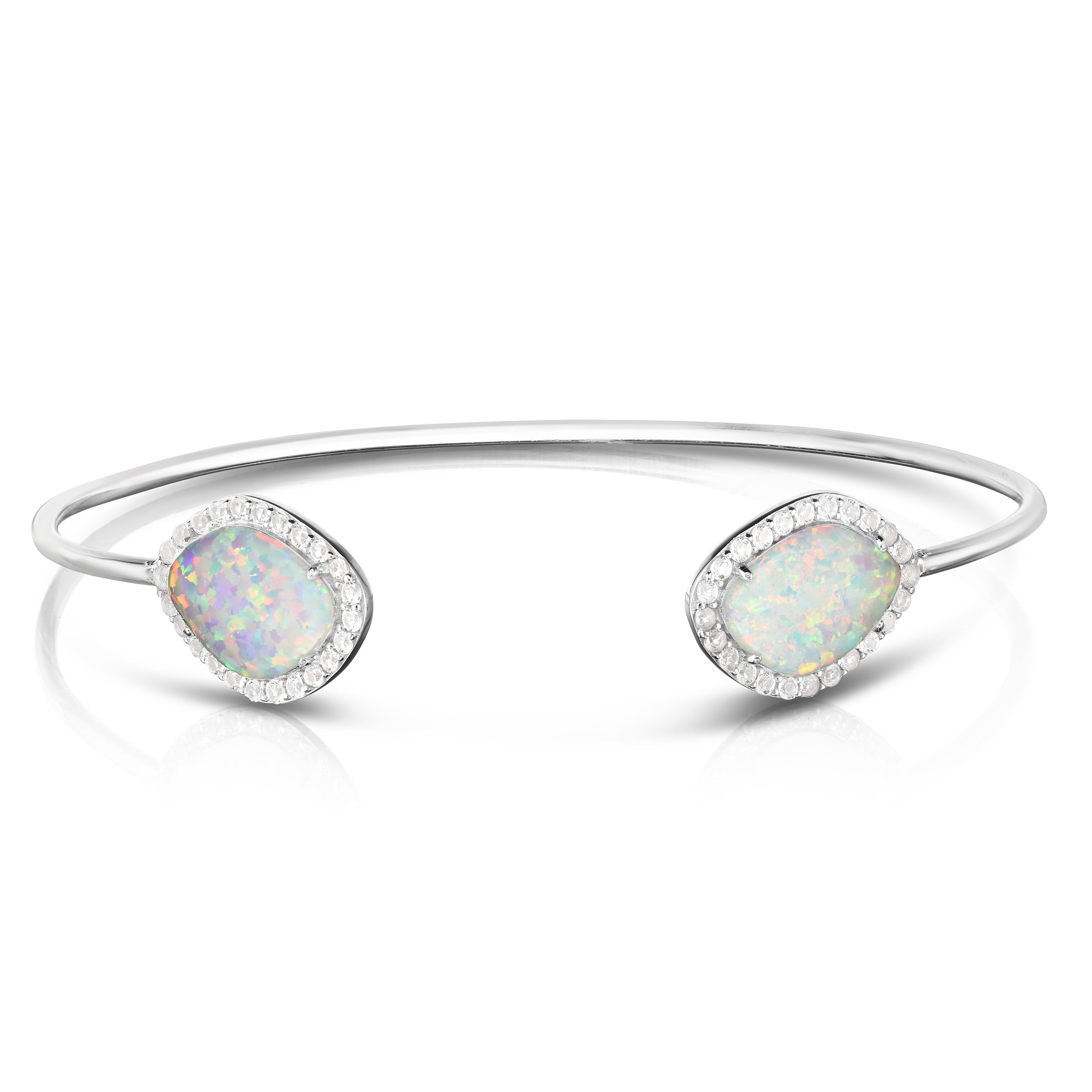 Elegant Opal Cuff Bracelet for Women - Sterling Silver Handmade Jewelry - Perfect for Weddings, Parties & Special Occasions