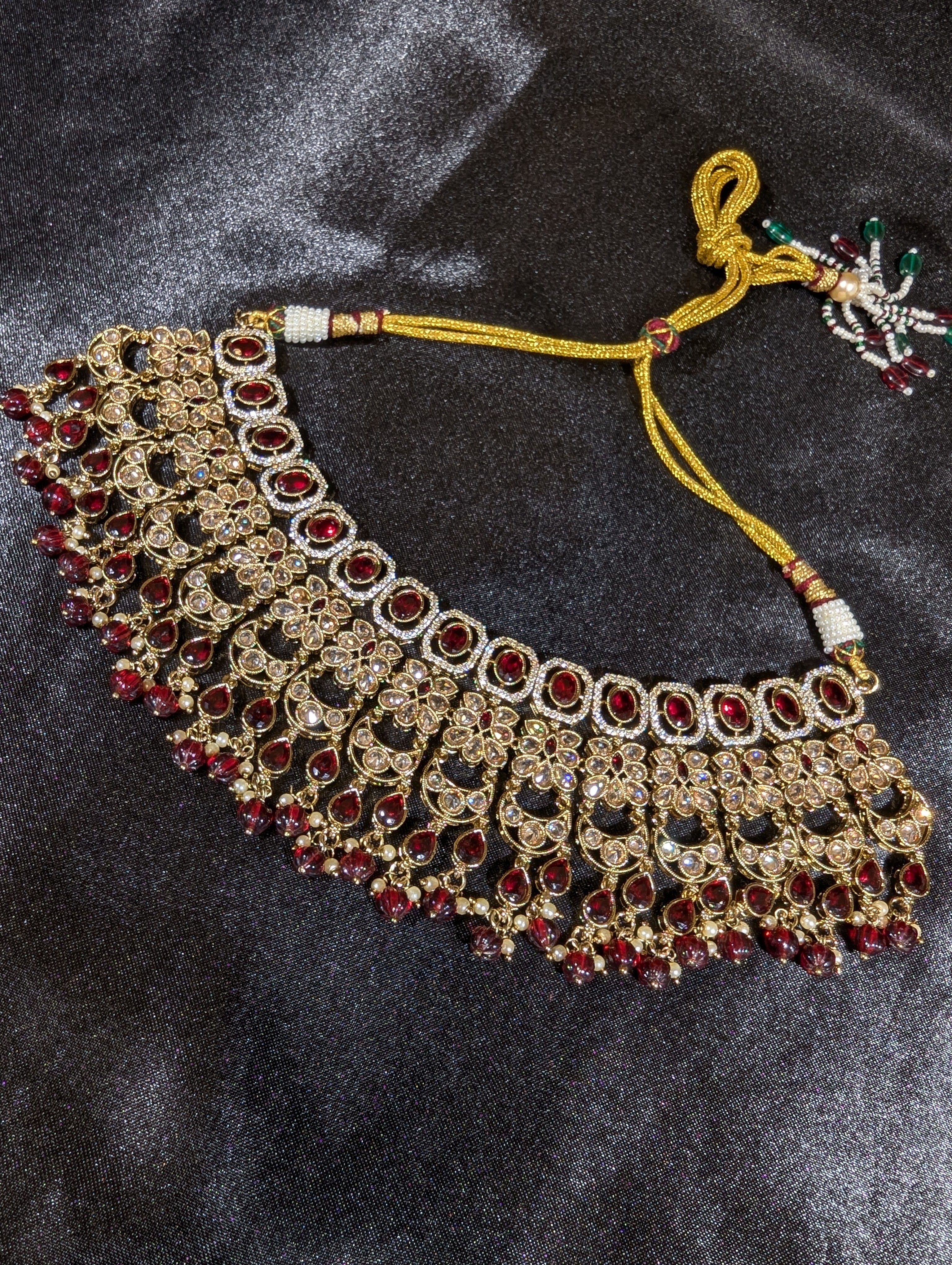 Bhavya Polki Semi Bridal Set - Elegant Indian Jewelry for Weddings, Parties & Special Occasions | Handmade Kundan Necklace & Earrings Set for Women