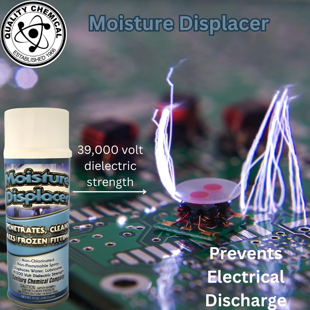 Premium Electrical Moisture Displacer Spray - 12oz (12-Pack) - Fast-Drying Formula for Electronics, Prevents Corrosion & Stops Short Circuits - Ideal for Automotive, Marine & Industrial Electrical Maintenance