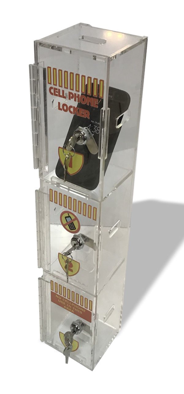 Wall Mounted Acrylic Phone Locker - Secure Cell Phone Storage Holder (1 Set) for Schools, Offices & Gyms - Durable & Transparent Design