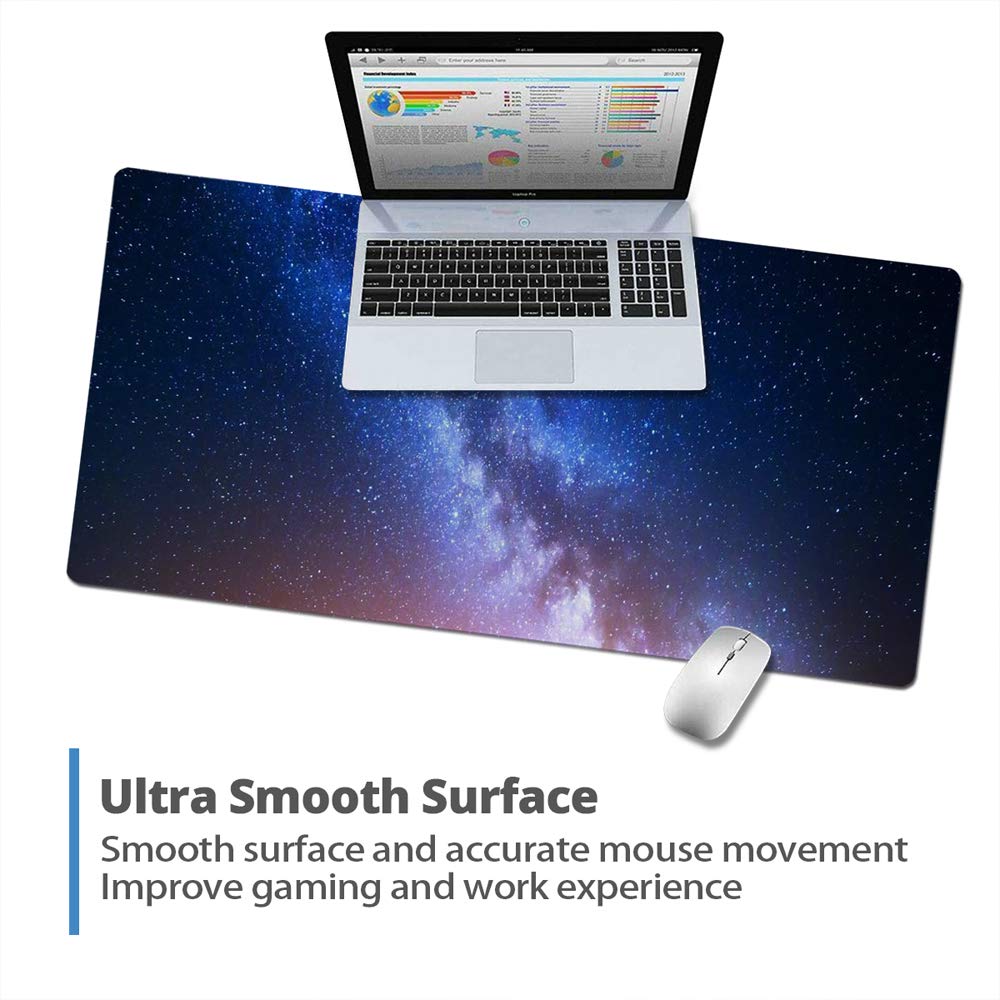 QIYI Galaxy PU Leather Desk Pad - Waterproof Computer Desk Mat & Non-Slip Keyboard Mouse Pad for Home & Office, Large Size 31.5