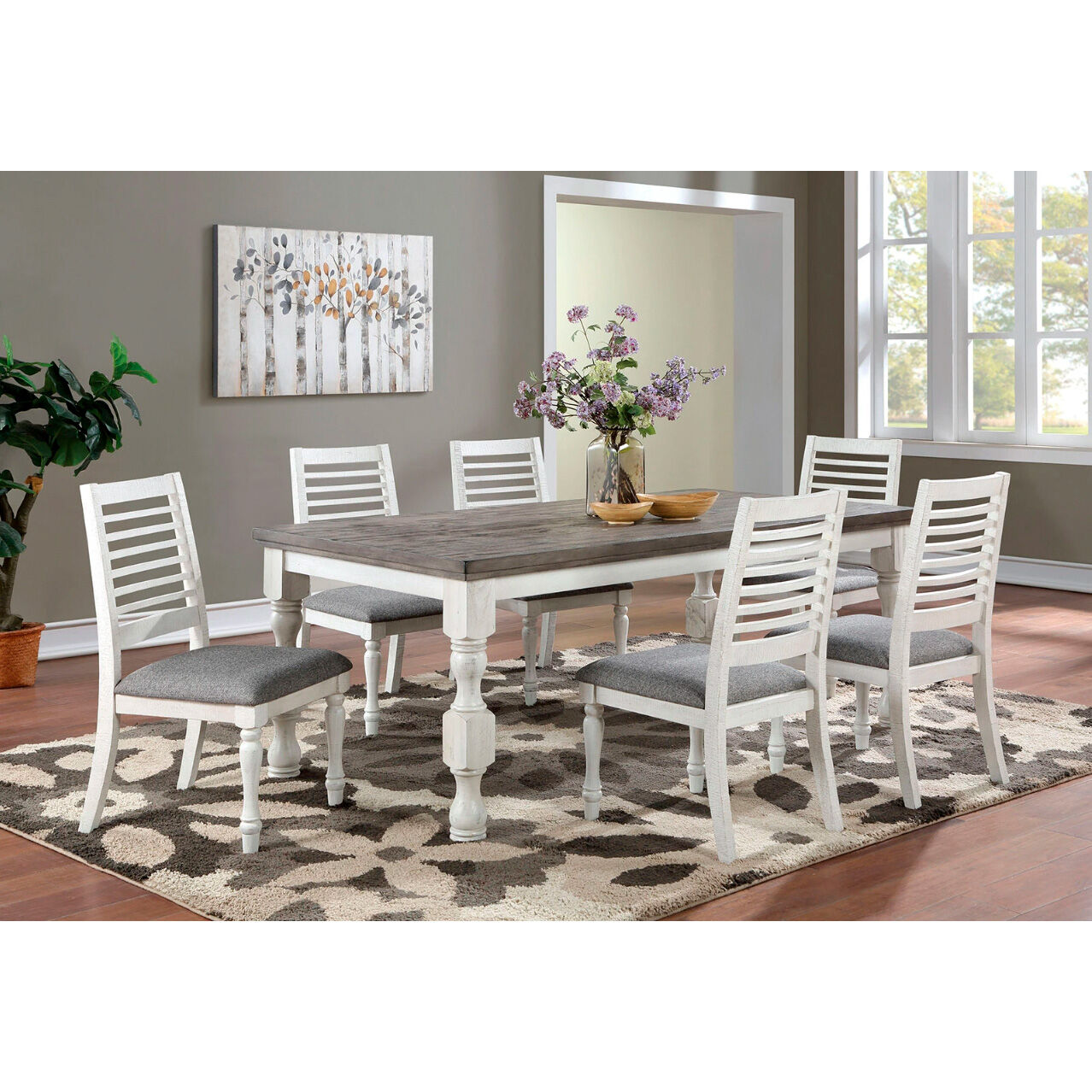 Calabria 7-Piece Dining Set - Modern Wooden Table & Chairs for Kitchen, Dining Room & Outdoor Patio