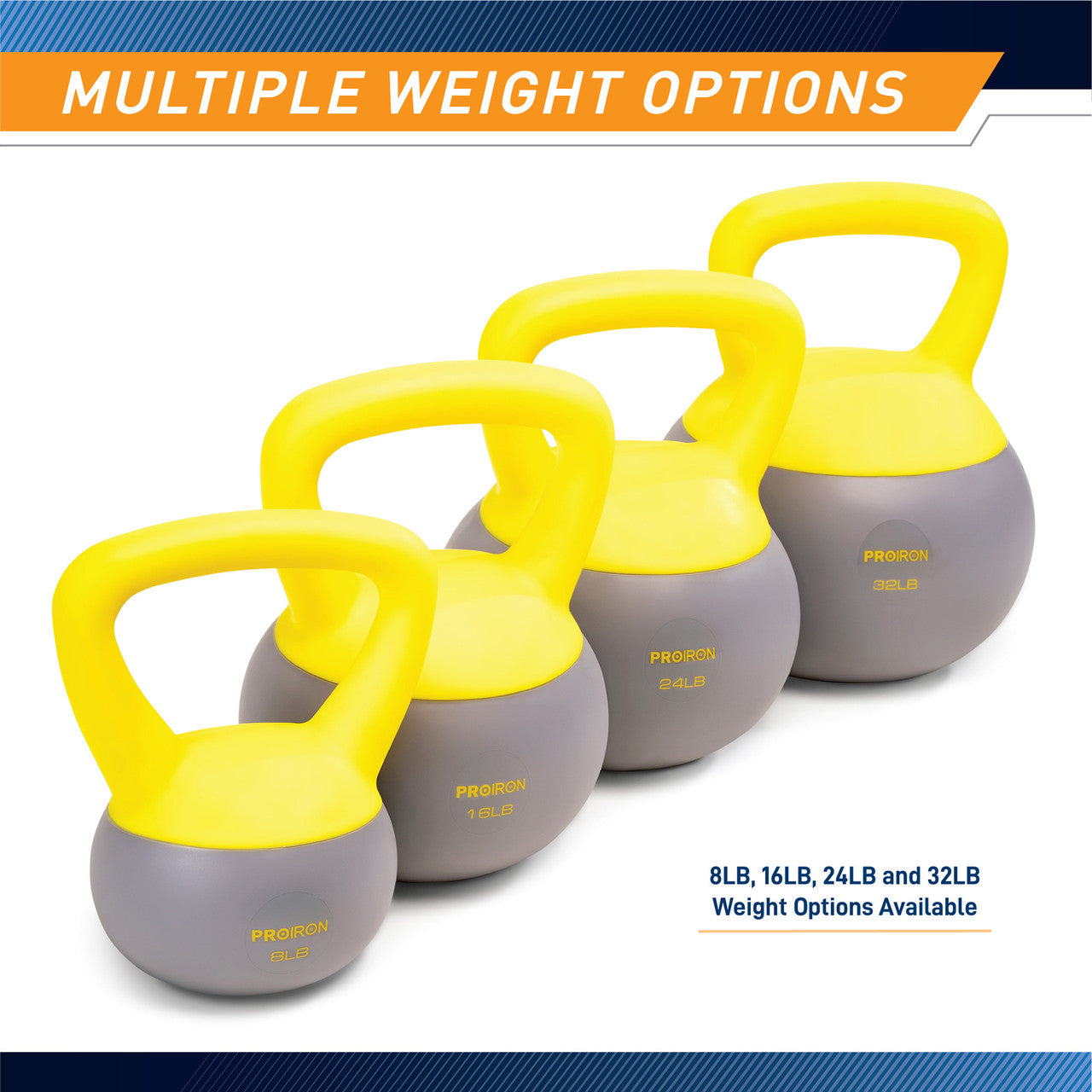 16lbs Soft Kettlebell with Iron Sand Fill - Non-Slip Handle for Home Gym & Strength Training - Perfect for HIIT, CrossFit & Functional Fitness Workouts | ProIron HL16L