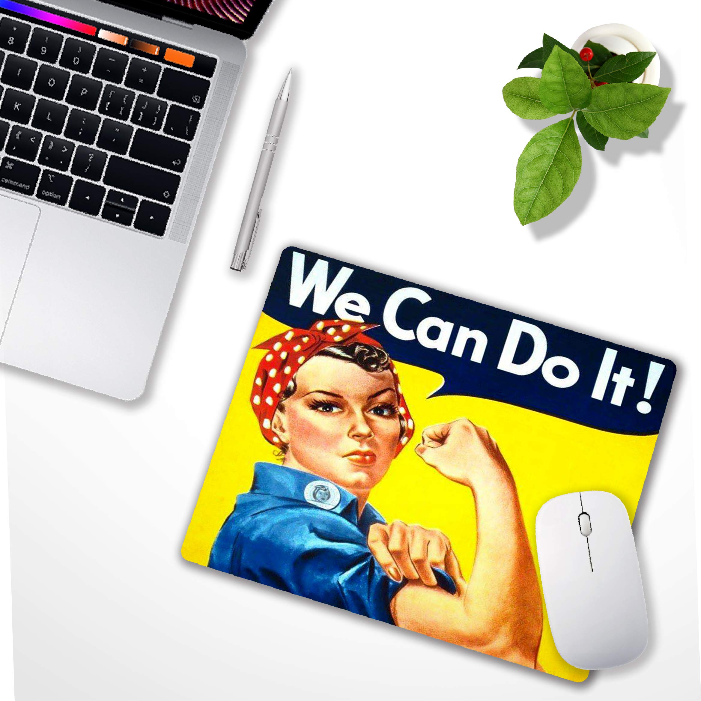 Custom Inspirational Mouse Pad - Non-Slip Rubber Base for Wireless Mice | Personalized 'We Can Do It' Design | Perfect for Office, Gaming & Home Workspaces