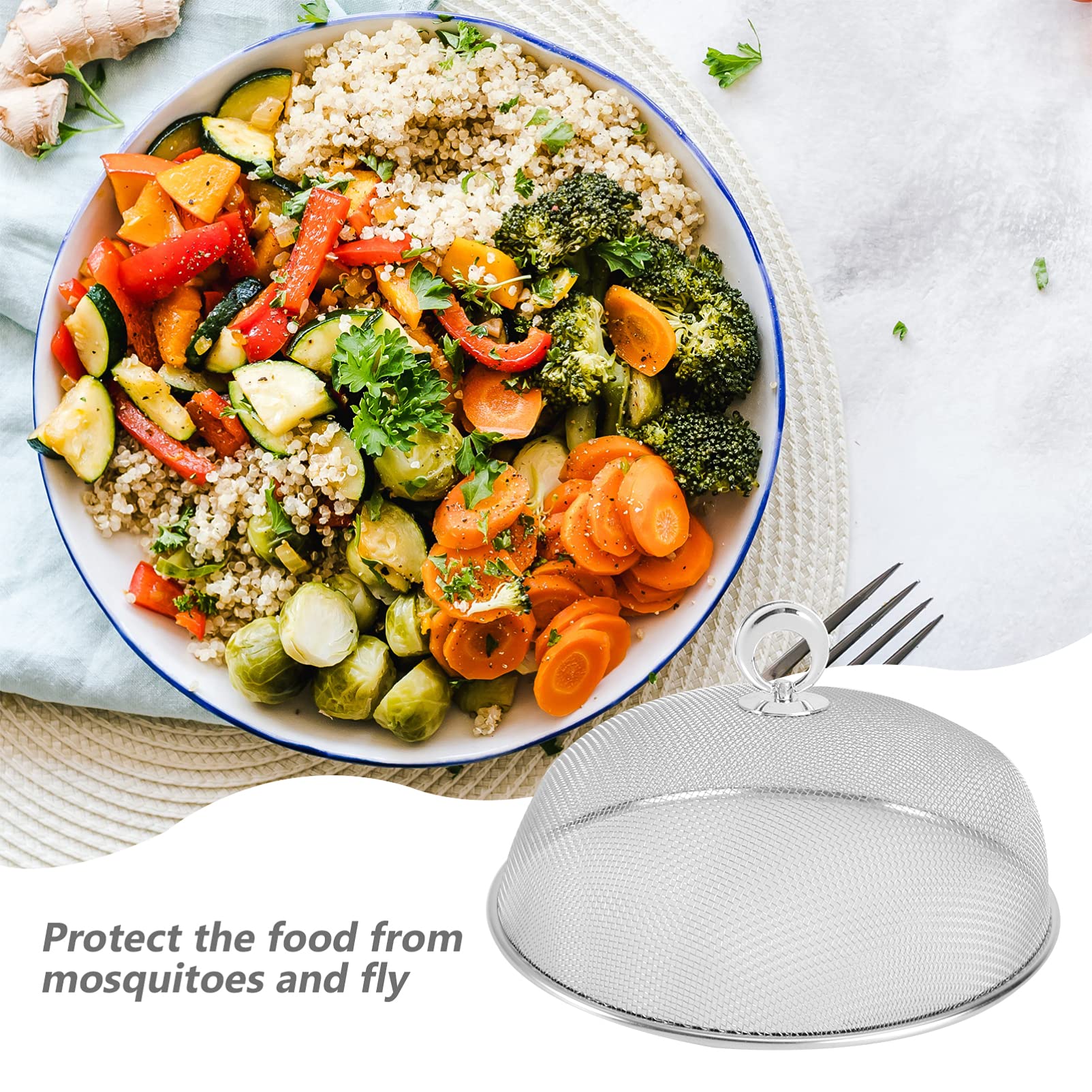UPKOCH 1-Piece Foldable Stainless Steel Food Cover - 24CM Silver Dome for Meal Protection | Perfect for Dining, Buffets, Outdoor Picnics & Kitchen Storage
