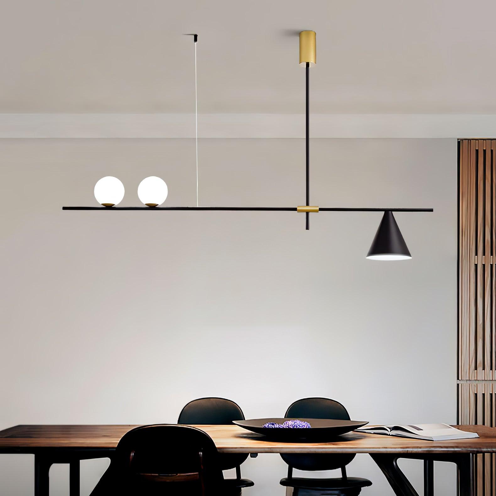 Eclipse Linear Suspension Light - Modern LED Pendant Lighting Fixture for Kitchen Island, Dining Room & Living Room | Dimmable Hanging Light with Adjustable Height