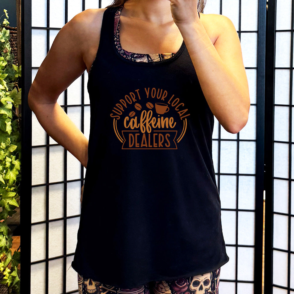 Support Your Local Caffeine Dealers T-Shirt - Funny Coffee Lover Gift for Baristas & Cafe Fans - Perfect for Coffee Shops, Work & Casual Wear