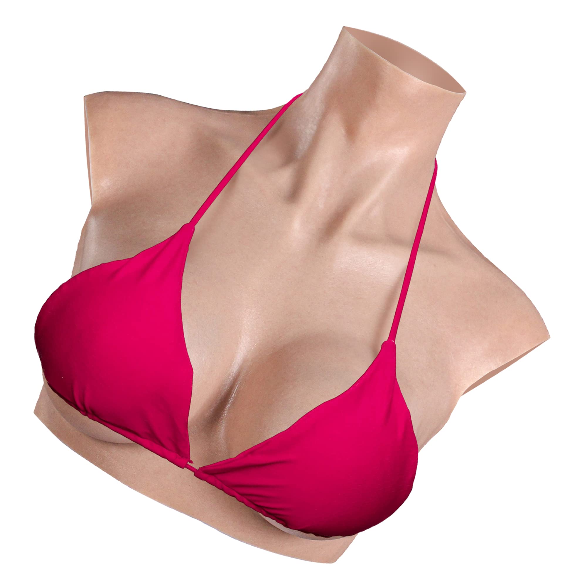 Realistic Silicone Breastplate B-G Cup - Soft Breast Forms for Crossdressers, Transgender & Drag Queens - Mastectomy Silicone Filler - Natural Look for Cosplay, Costumes & Daily Wear - White