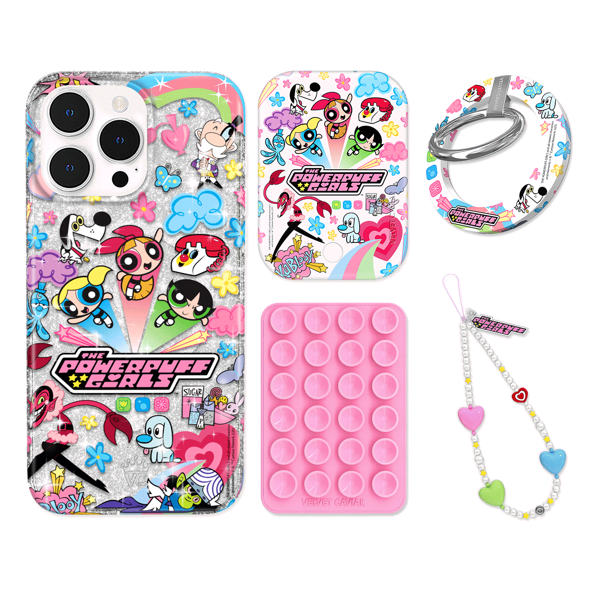 The Powerpuff Girls Girl Power iPhone Case Bundle Set with Grip - Cute Cartoon Character Phone Cover for Girls & Women - Perfect for School, Work, Travel & Everyday Use