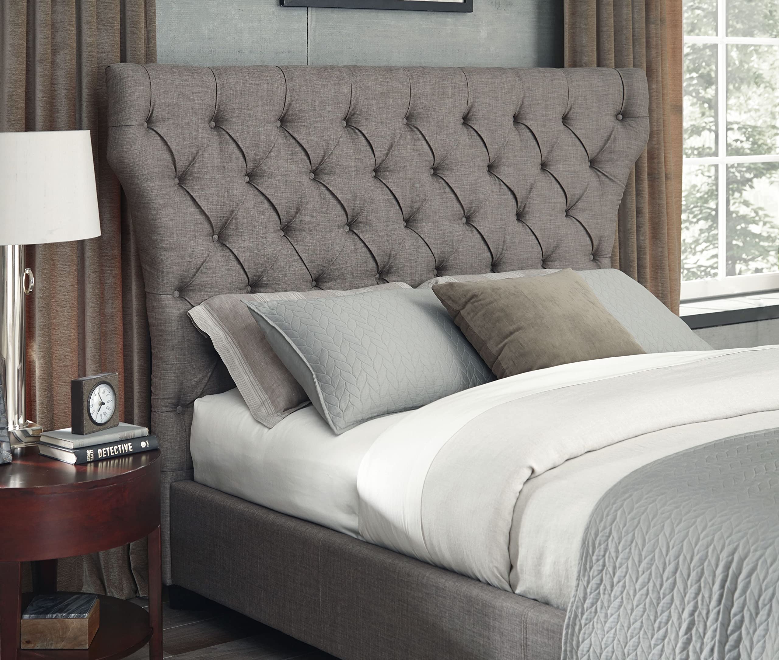 Modus Furniture Geneva Upholstered Headboard - Full Size, Dolphin Linen Fabric - Perfect for Bedroom Decor & Guest Room Upgrade