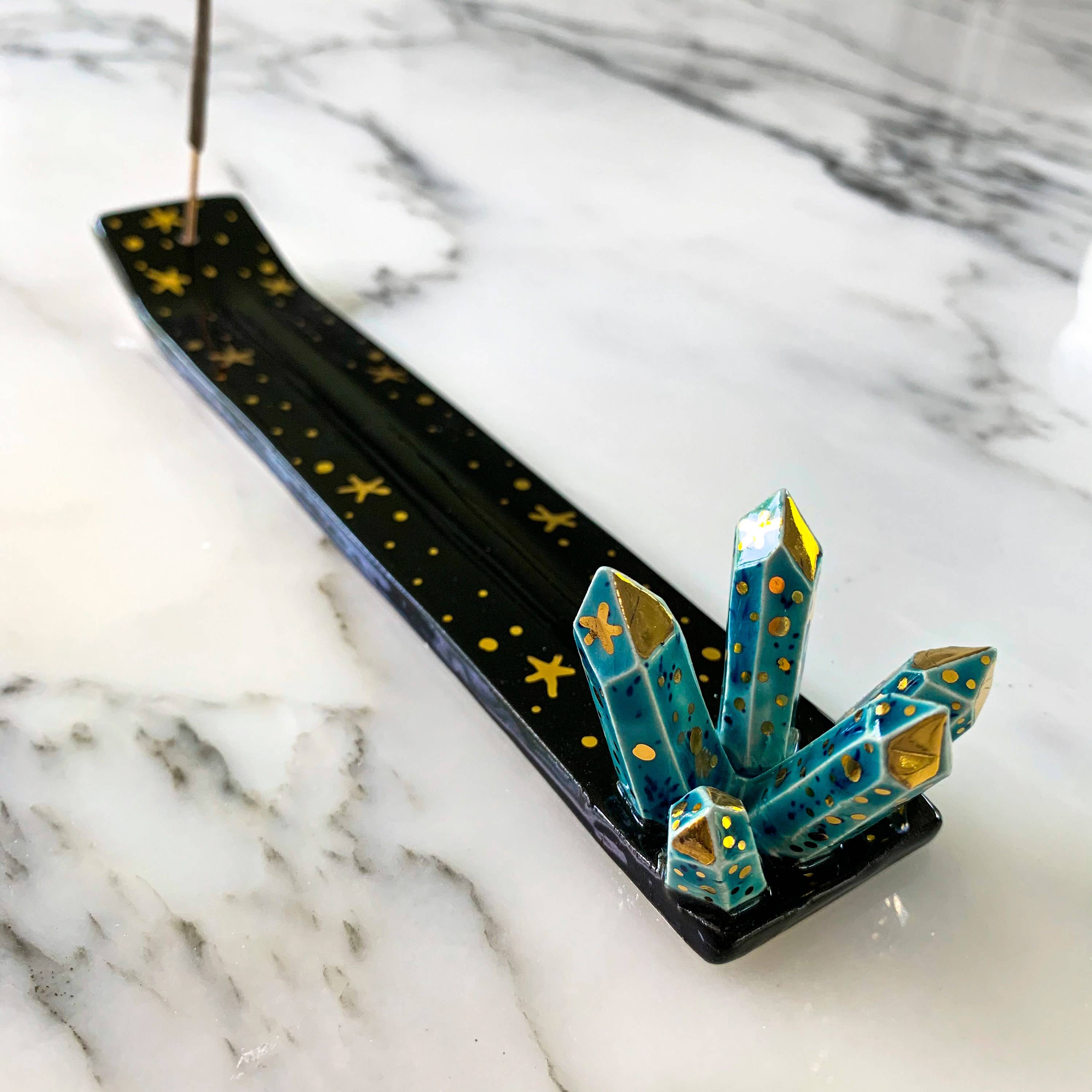 Modern Galaxy Crystal Ceramic Incense Holder - Elegant Home Decor for Aromatherapy, Meditation & Yoga Spaces | Perfect Gift for Zen Lovers