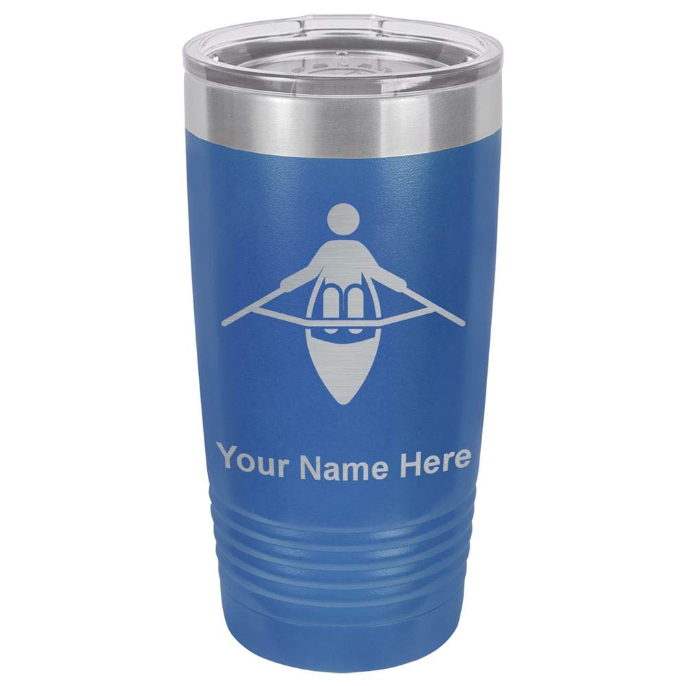 LaserGram 20oz Vacuum Insulated Stainless Steel Tumbler Mug with Leak-Proof Lid - Personalized Engraving Included (Dark Blue) - Perfect for Rowing, Gym, Office & Outdoor Activities