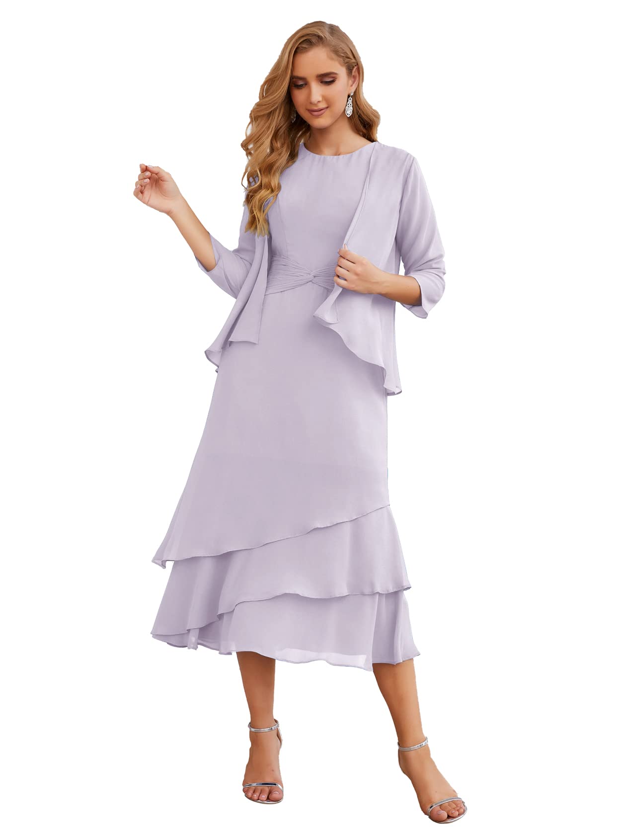Elegant Plus Size Chiffon Mother of The Bride Dress for Women - Formal Prom Gown in Lilac, Size 16 - Perfect for Weddings, Evening Parties & Special Occasions