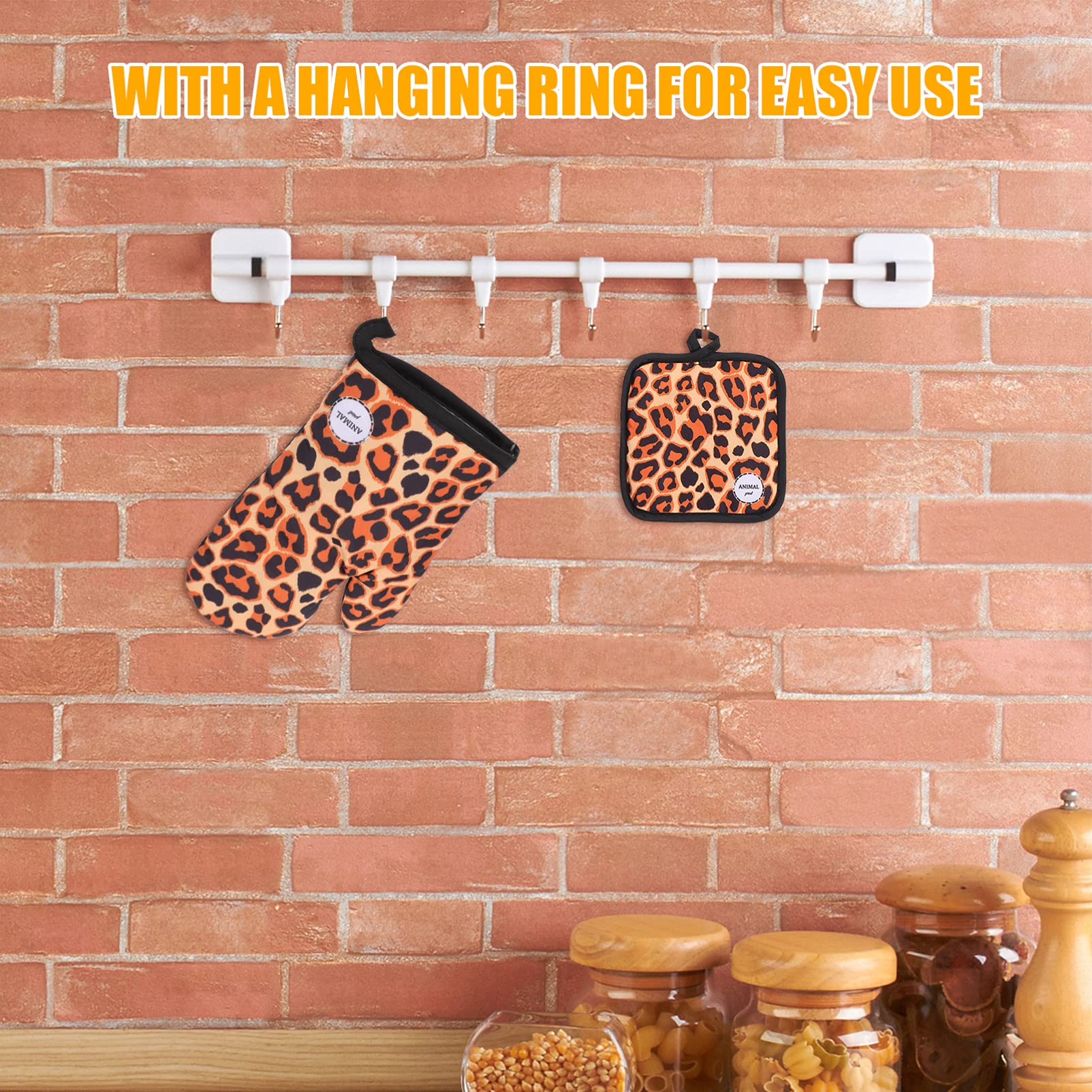 Heat Resistant Oven Gloves - 2 Pack Non-Slip BBQ & Kitchen Mitts for Baking, Cooking, Grilling - Hot Pot Holder, Microwave Safe Polyester Hand Protection - Perfect for Holiday Baking, Camping & Outdoor Cooking