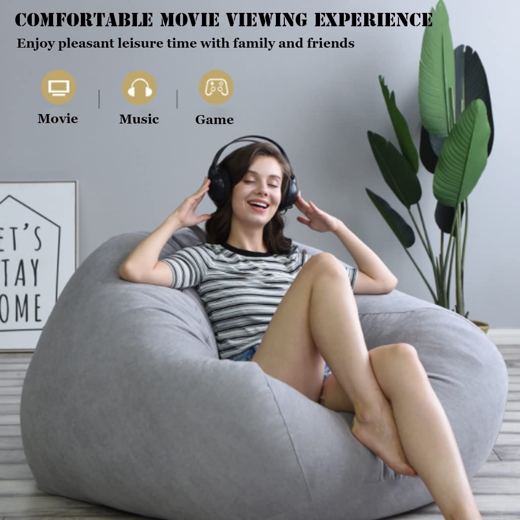 Ultra Soft Giant Faux Fur Bean Bag Chair Cover for Kids, Teens & Adults - No Filler Included - Big Round Fluffy Living Room Furniture for Cozy Lounging, Gaming & Relaxation
