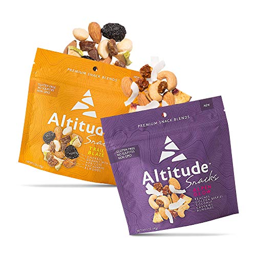 Alpen Glow & Trail Blaze Trail Mix - No Added Sugar, Dried Fruits & Mixed Nuts Healthy Snack - Perfect for Hiking, Camping & Office - 2 Pack (5oz Each) | High Protein Energy Snack for Outdoor Adventures & Work Breaks