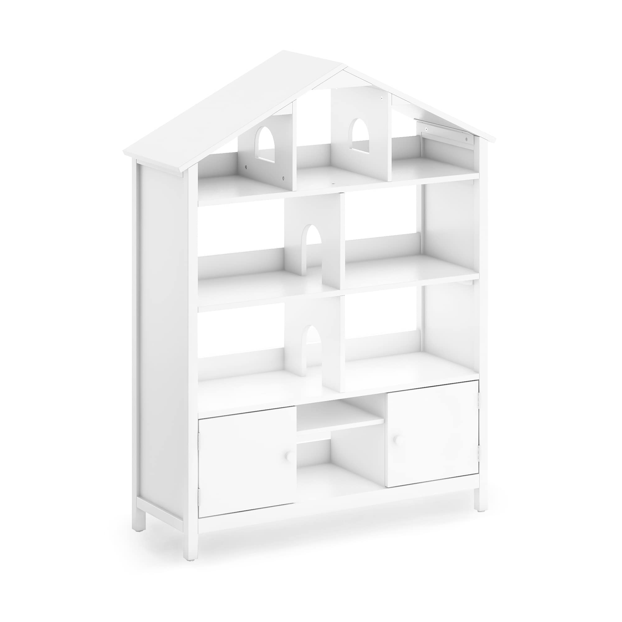 Martha Stewart Kids Jr. Dollhouse Bookcase - Creamy White Wooden Organizer with 2 Storage Shelves for Books, Toys & School Supplies | Perfect for Kids Bedroom, Playroom & Nursery Decor (Ages 3-8)