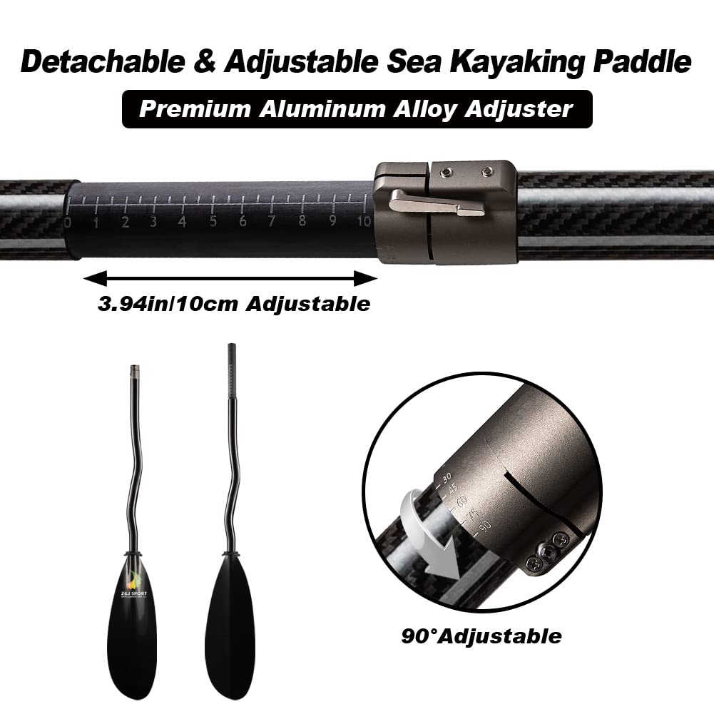 Premium Full Carbon Sea Kayak Paddle with Adjustable Length & Paddle Bag - Lightweight Touring Kayak Oar for Ocean, River & Lake Kayaking | Ideal for Recreational Paddling, Fishing & Water Sports Adventures