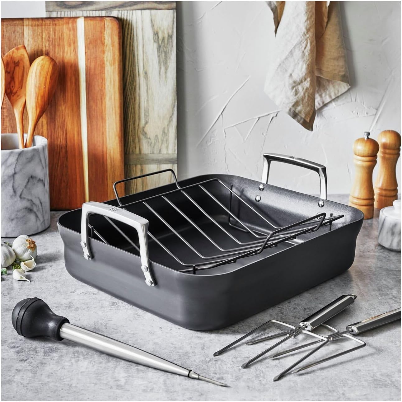 Zwilling Motion 16-Inch Rectangular Grill Pan for Stovetop - Premium Nonstick Grill Pan for Steaks, Burgers & Vegetables - 1017071 - Perfect for Indoor Grilling, Camping & Outdoor Cooking