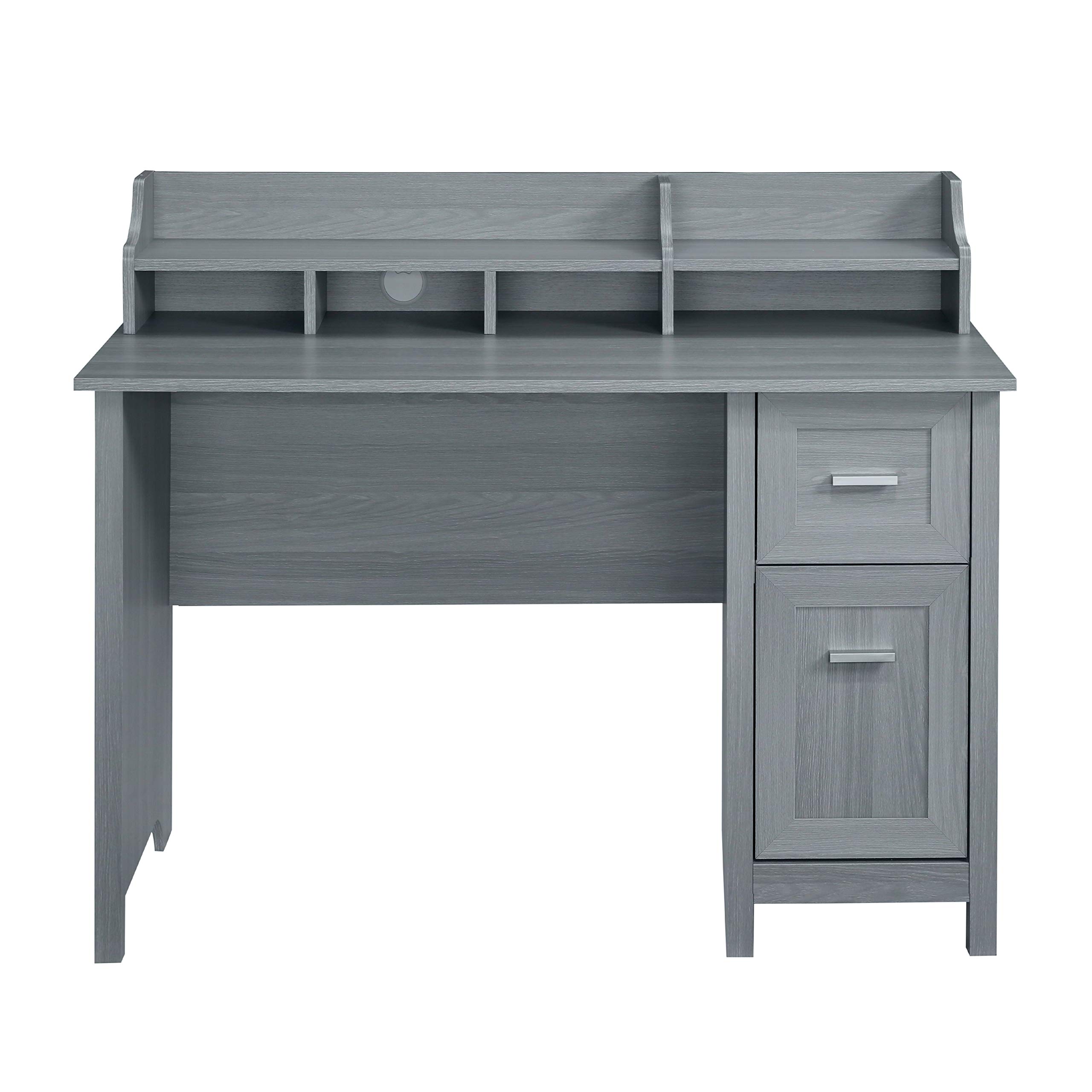 Techni Mobili Classic Office Storage Writing Desk - Grey, Modern Computer Desk with Drawers for Home Office, Study & Workspace Organization