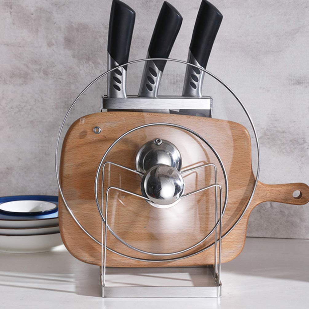 UPKOCH Stainless Steel Kitchen Utensil Holder - Organizer for Cutting Boards, Pots, Pans & Lids - Space Saving Cutlery Storage Rack for Kitchen Countertop - Perfect for Home, Dining & Restaurant Use