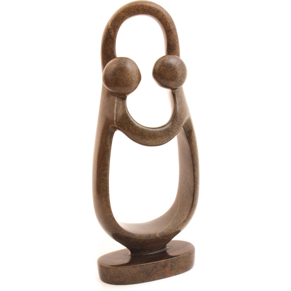Fair Trade African Shona Sculpture - Handcrafted Zimbabwe Stone Carving of Joyful Lovers (11-12