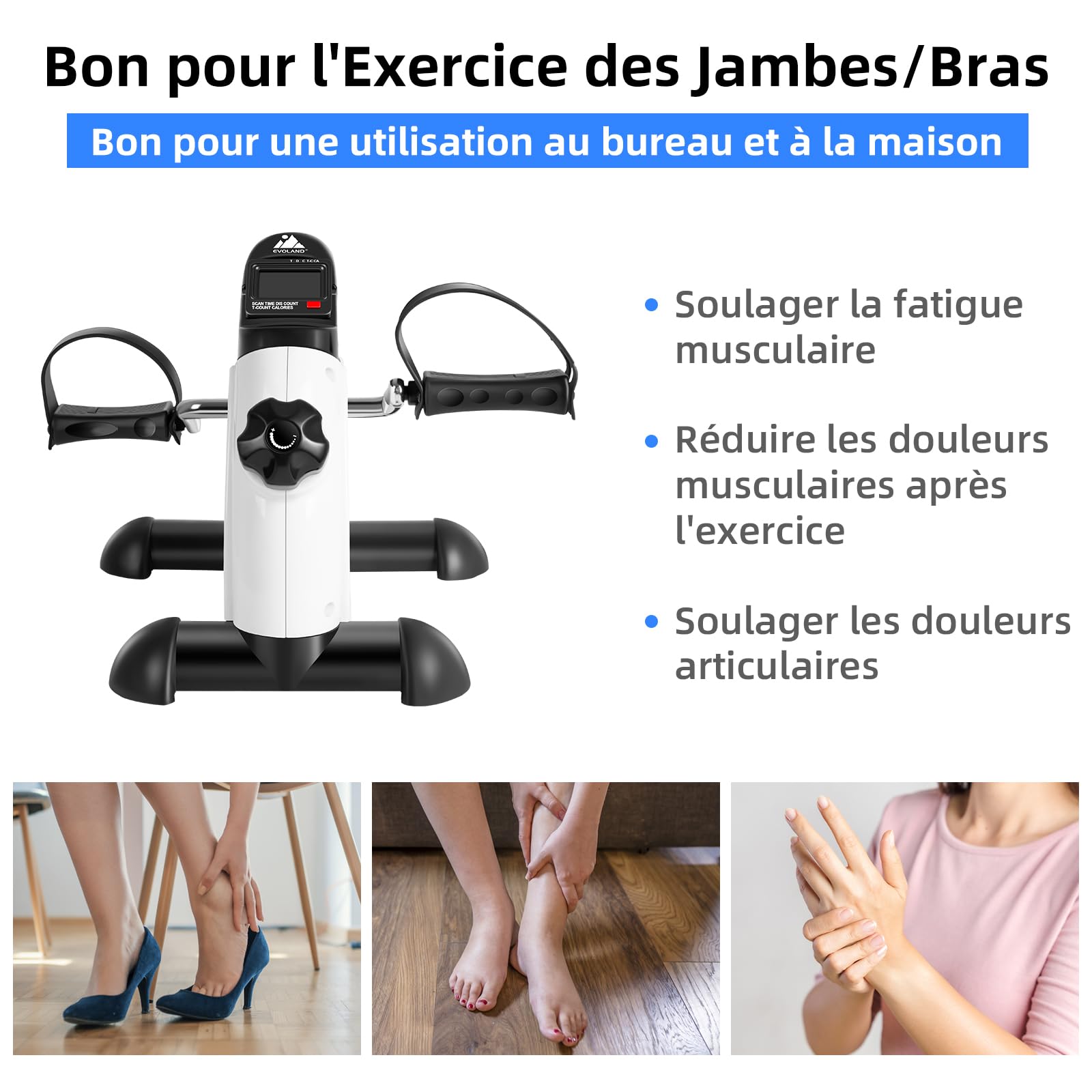 EVOLAND Mini Exercise Bike - Portable Pedal Exerciser for Legs & Arm Workouts - Home & Office Fitness Equipment for Small Spaces