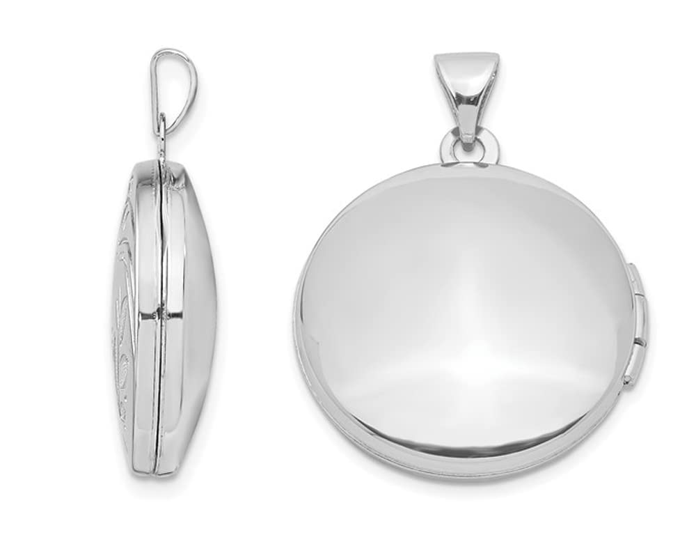 Sterling Silver Floral Locket Pendant Necklace with 18