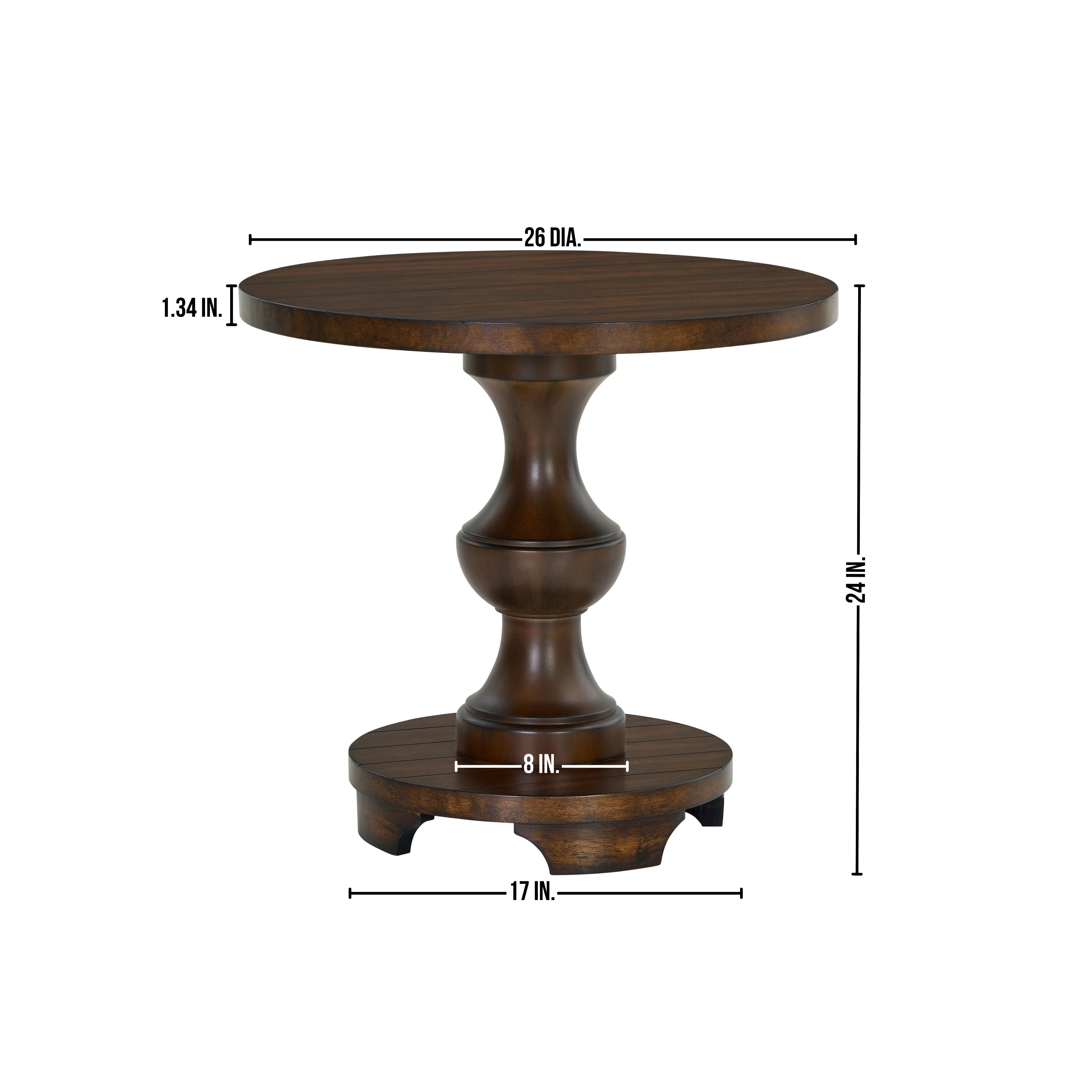 Roundhill Furniture Caesar Traditional Round Pedestal End Table - Classic Wood Side Table for Living Room, Bedroom & Office - Perfect for Coffee, Lamps & Decor