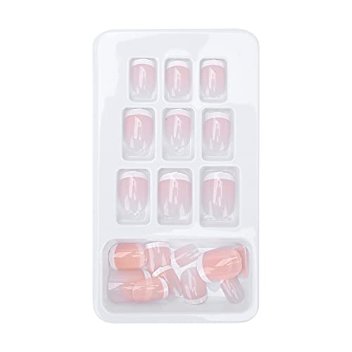 Short Fake Nails - Full Cover Glossy Nude Press On Nails for Women | Natural Looking False Nails for Daily Wear, Work, Parties & Special Occasions
