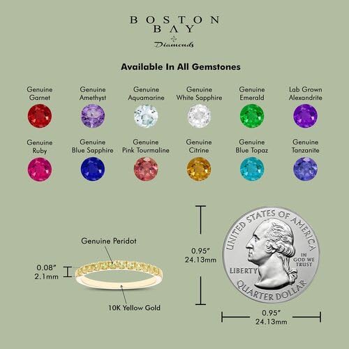 10K Gold Stackable Wedding Band Ring with Birthstone - Customizable Size & Color (Yellow/White Gold) | Anniversary, Engagement, Gift for Her | Boston Bay Diamonds