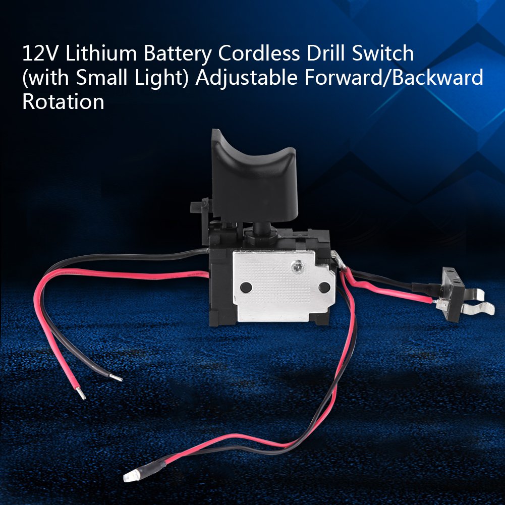 12V Lithium Battery Cordless Drill Speed Control Trigger Switch with LED Light - Replacement Electric Drill Switch for DIY Projects & Home Repairs