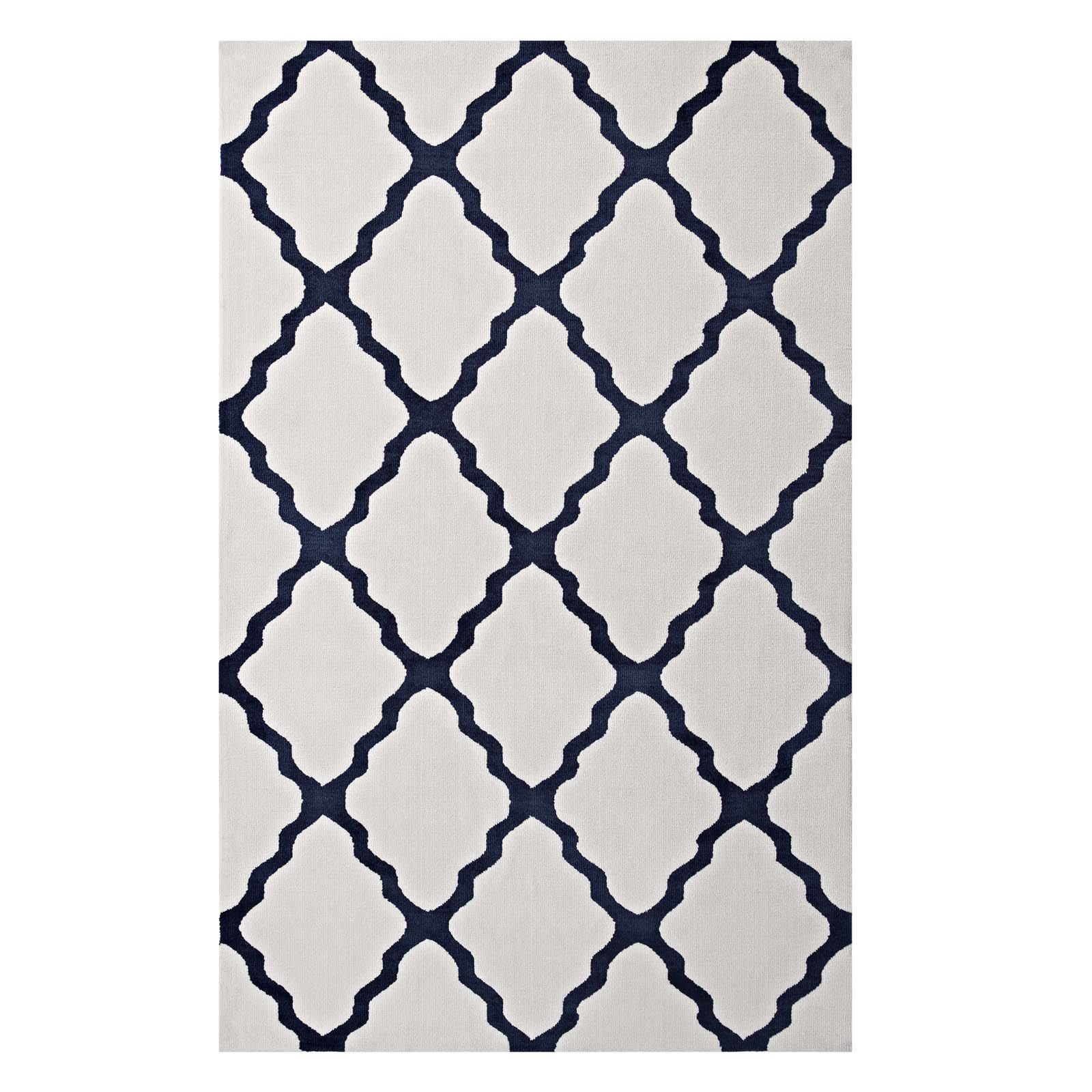 Modern Contemporary Urban Living Room Area Rug - Soft Fabric Floor Carpet in Multi Navy Blue - Perfect for Lounge, Bedroom & Home Decor