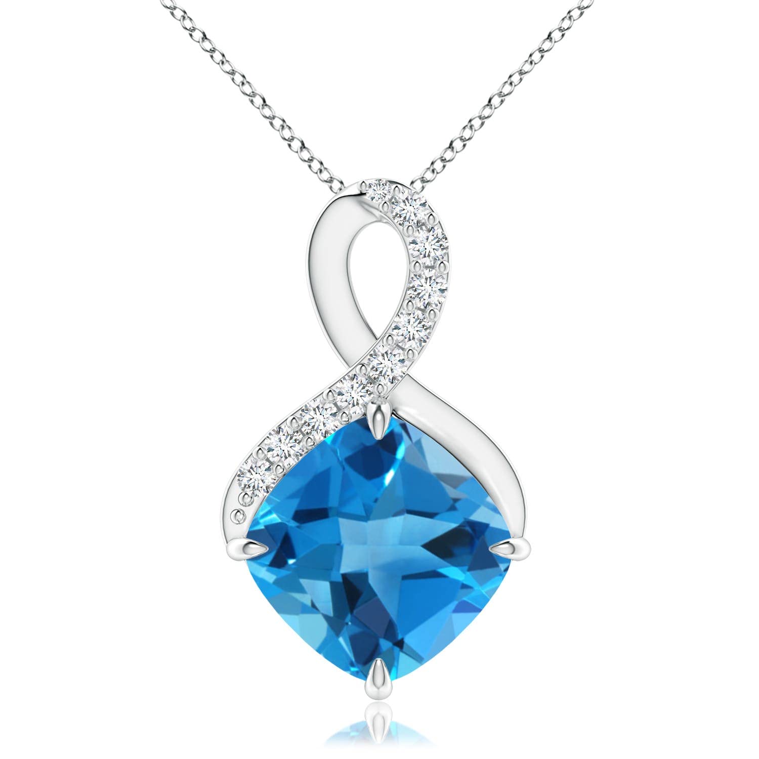 Angara Natural Swiss Blue Topaz Solitaire Pendant Necklace for Women - 14K Gold/Platinum/Sterling Silver | December Birthstone Jewelry | Elegant Gift for Birthday, Anniversary & Special Occasions | Perfect for Weddings, Parties & Everyday Wear