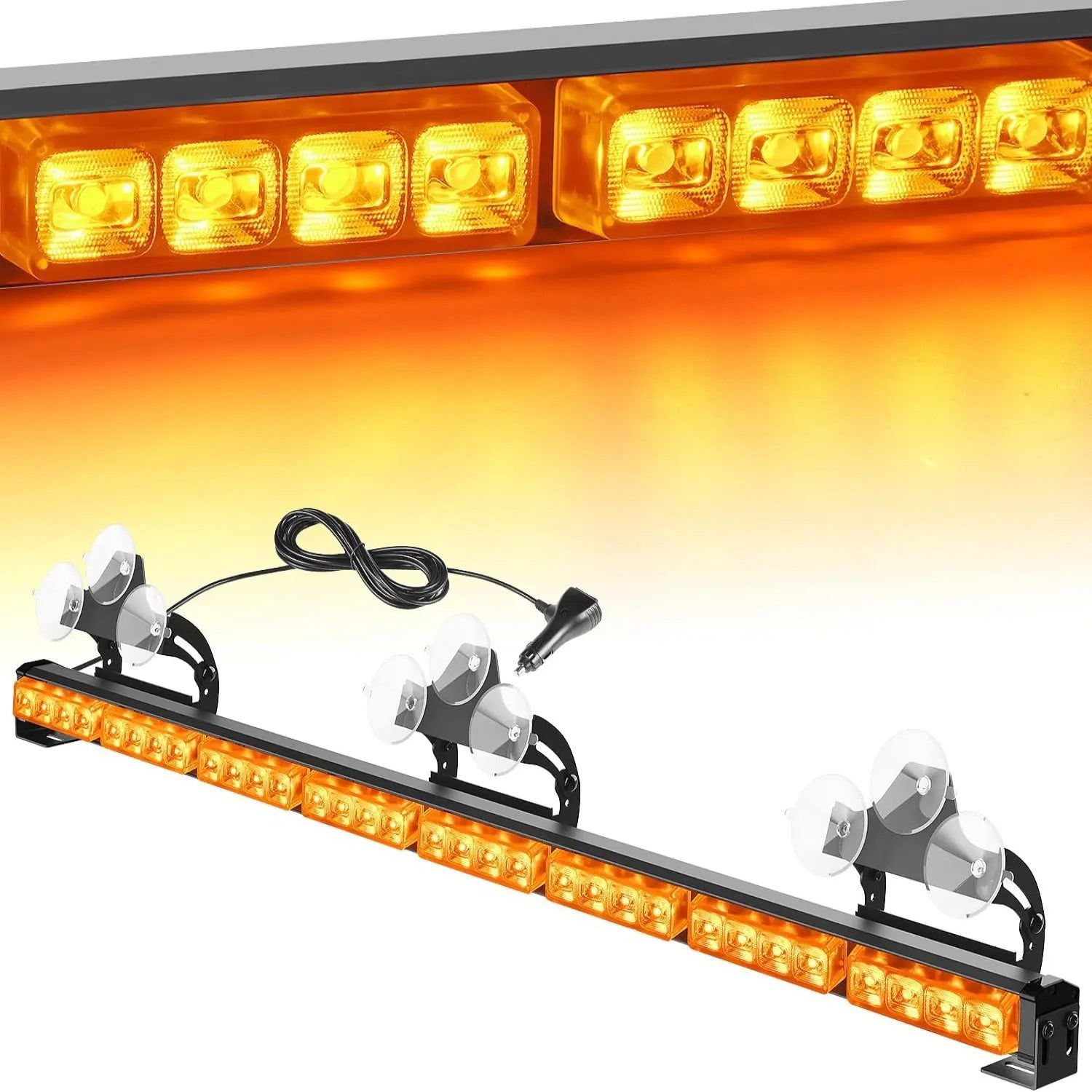 35 Inch 32 LED Amber Strobe Light Bar for Emergency Vehicles - Heavy Duty Traffic Advisor Warning Light for Trucks, Police Cars & Construction Vehicles