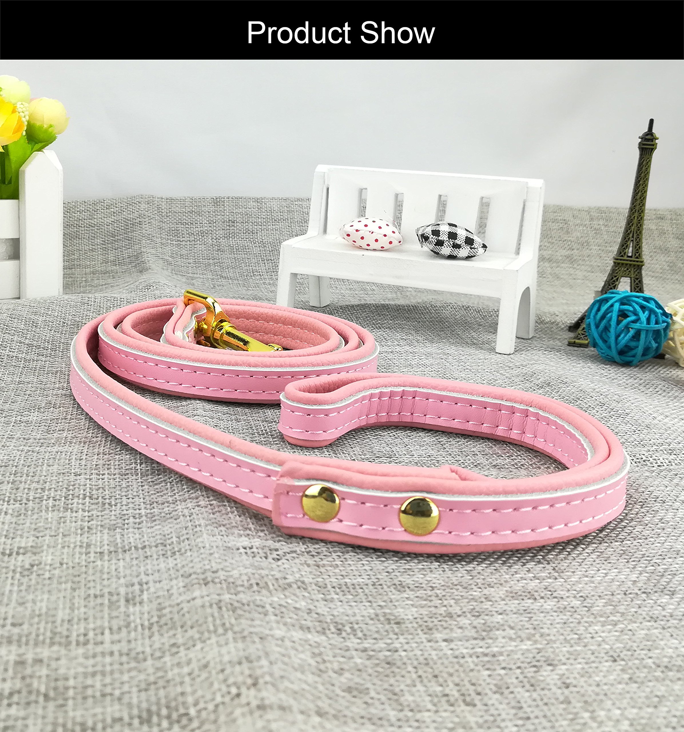Stylish Suede Bling Dog Collar with Leather Leash for Small Dogs & Cats - Perfect for Daily Walks, Training & Fashion Accessories