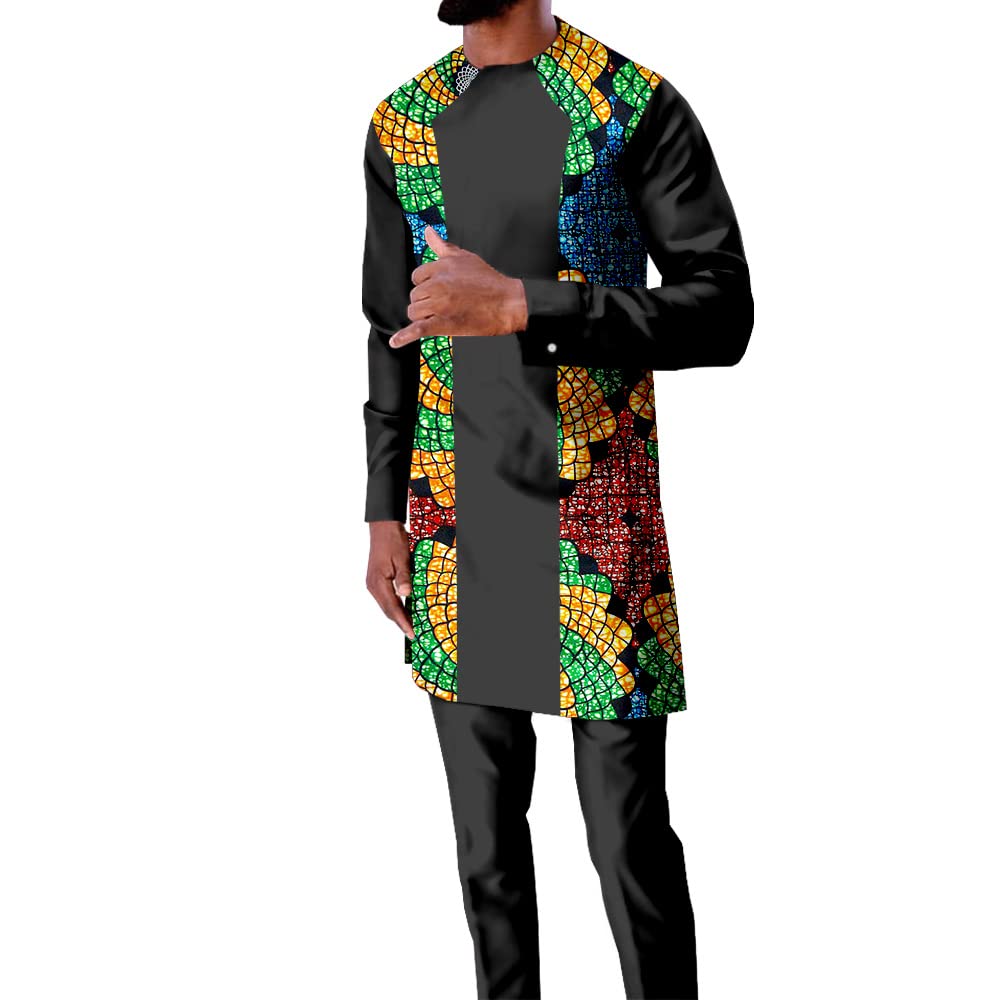 African Print Men's 2-Piece Outfit - Stylish Ankara Shirt & Pants Set | Tribal Tracksuit for Plus Size | Perfect for Casual Wear, Cultural Events & Festivals