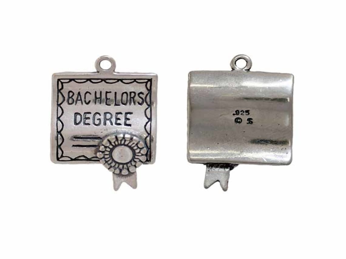 Sterling Silver Bachelor's Degree Charm Pendant for Jewelry Making - Perfect for Graduation Gifts & DIY Necklace Designs
