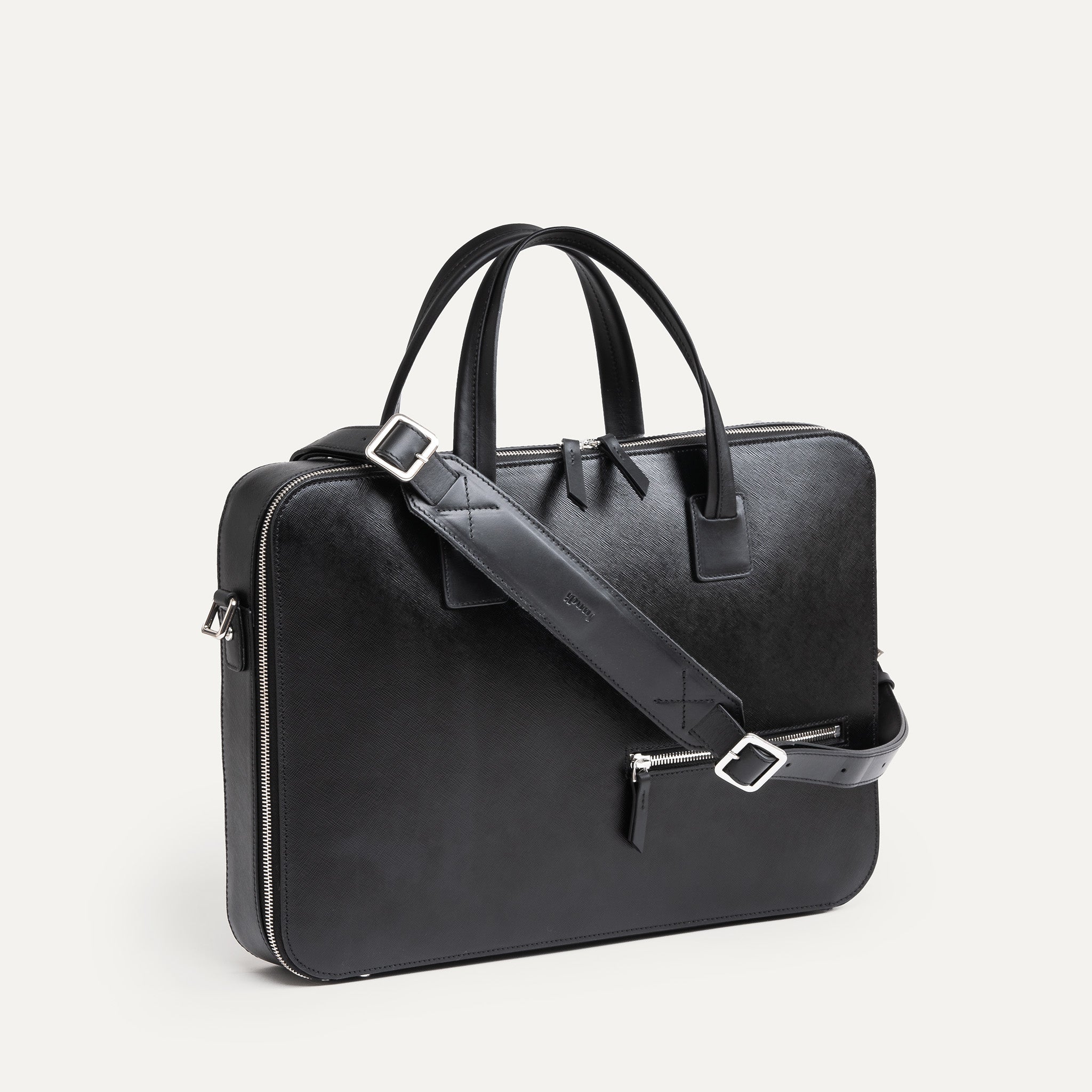 PAOLO II Genuine Saffiano Leather Handbag - Black Luxury Crossbody Purse for Women | Perfect for Work, Travel & Evening Events