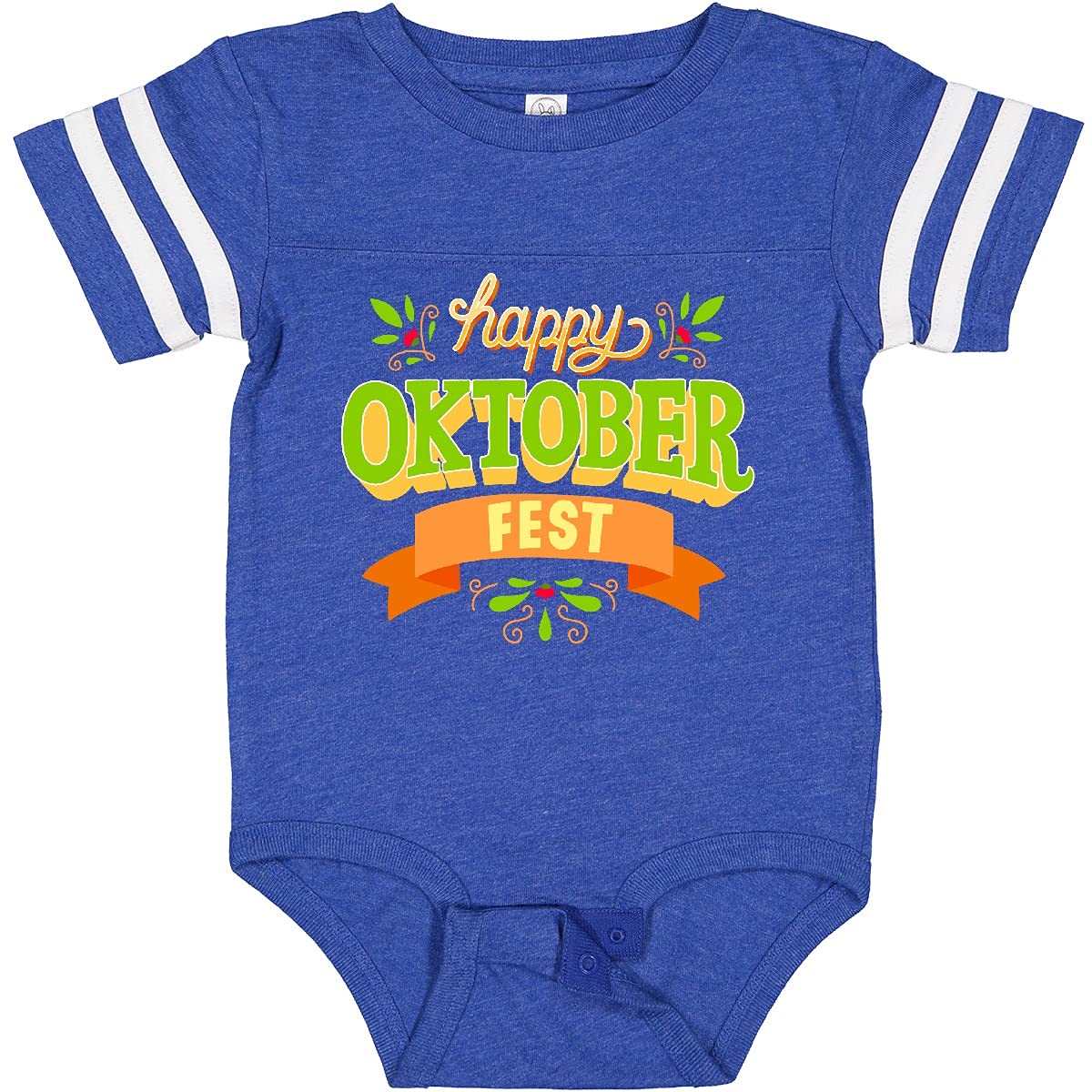 Inktastic Happy Oktoberfest with Florals and Banner Baby Bodysuit - Cute German Festival Outfit for Infants & Toddlers - Perfect for Oktoberfest Celebrations, Family Photos & Holiday Events