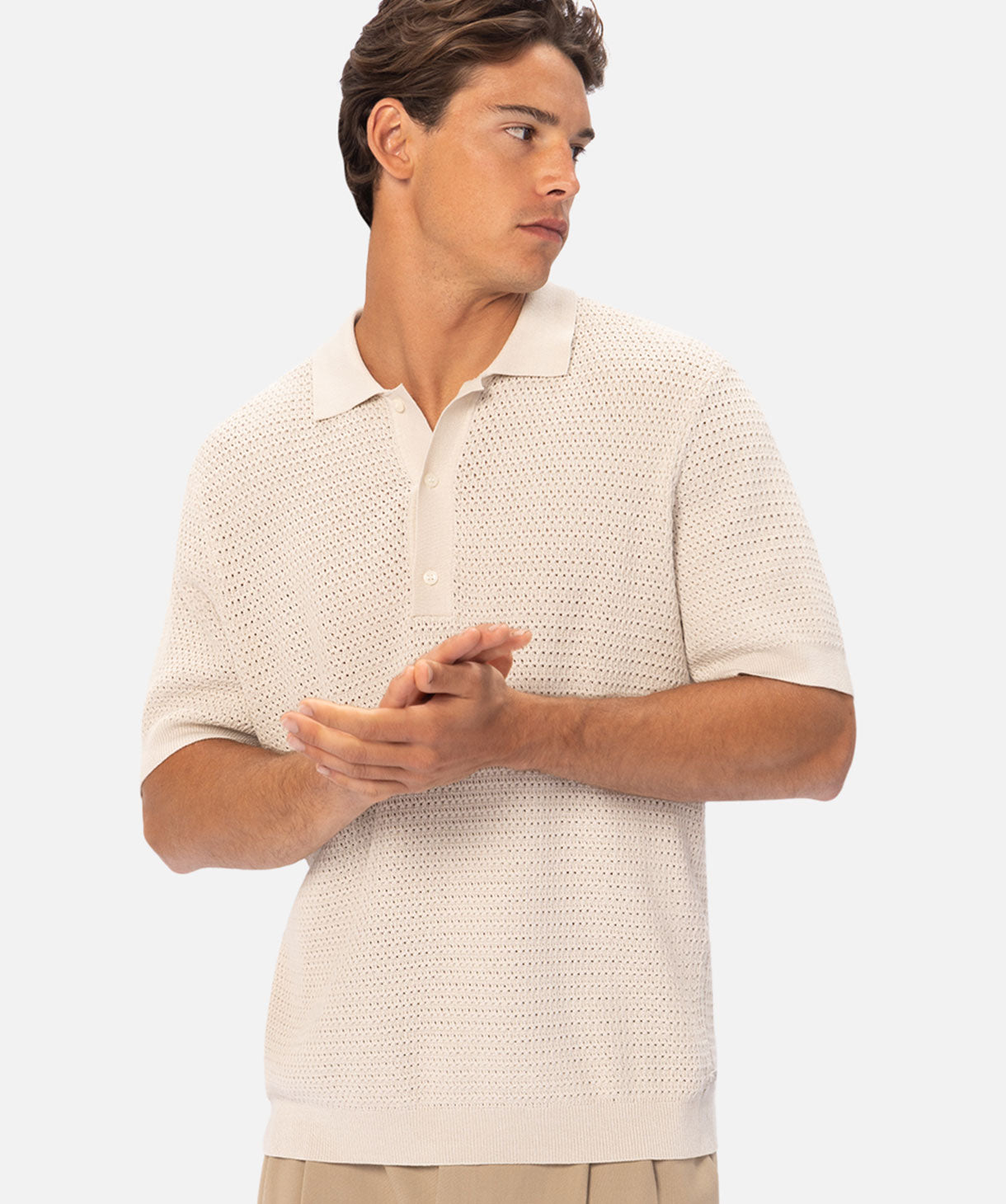 Sevona Men's Classic Beige Polo Shirt - Comfortable Cotton Knit Casual Top for Golf, Work & Everyday Wear