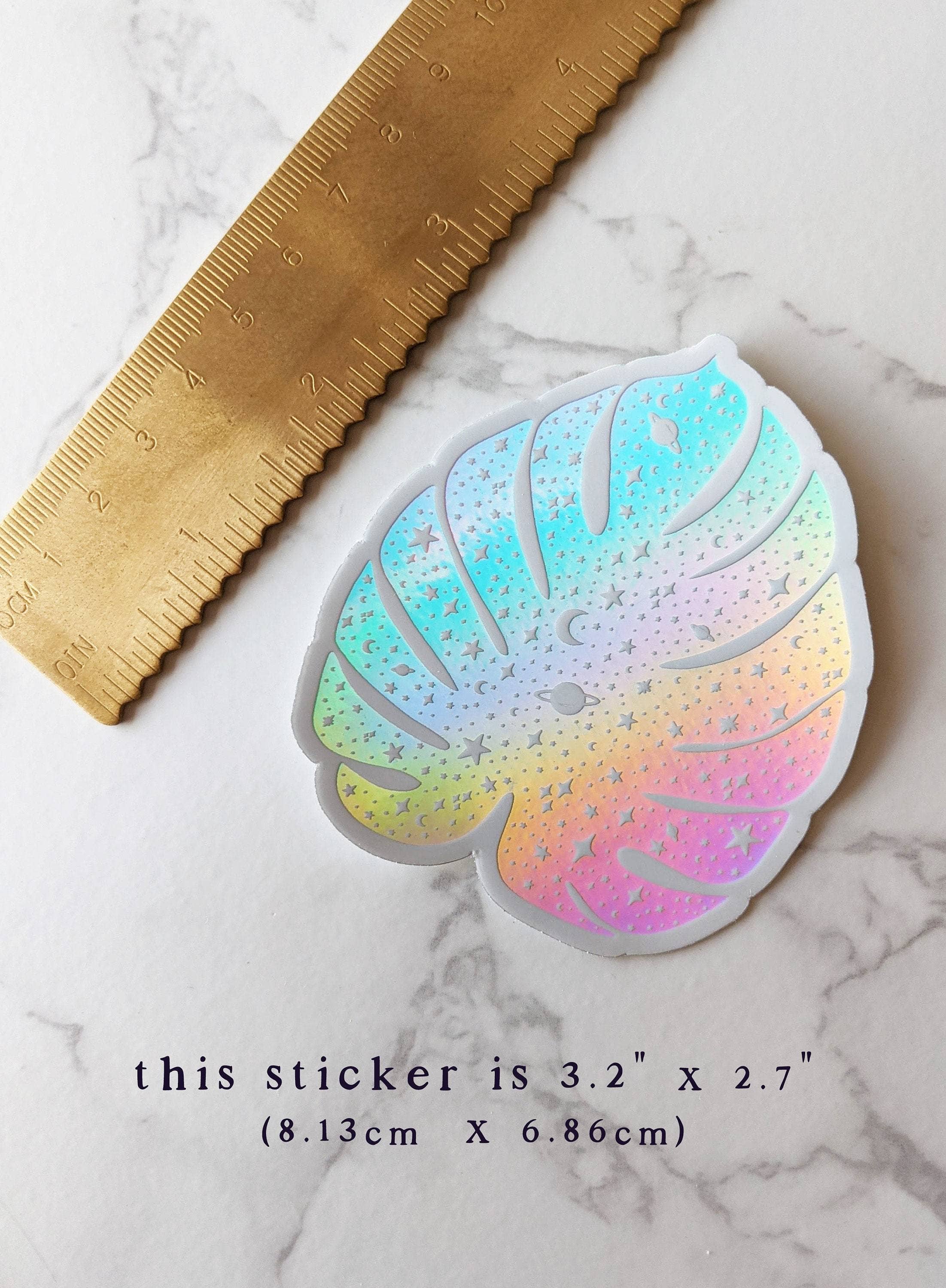 Celestial Monstera Leaf Sticker - White Waterproof Vinyl Decal for Laptops, Water Bottles, Notebooks & DIY Crafts - Perfect for Home, Office & School Decor