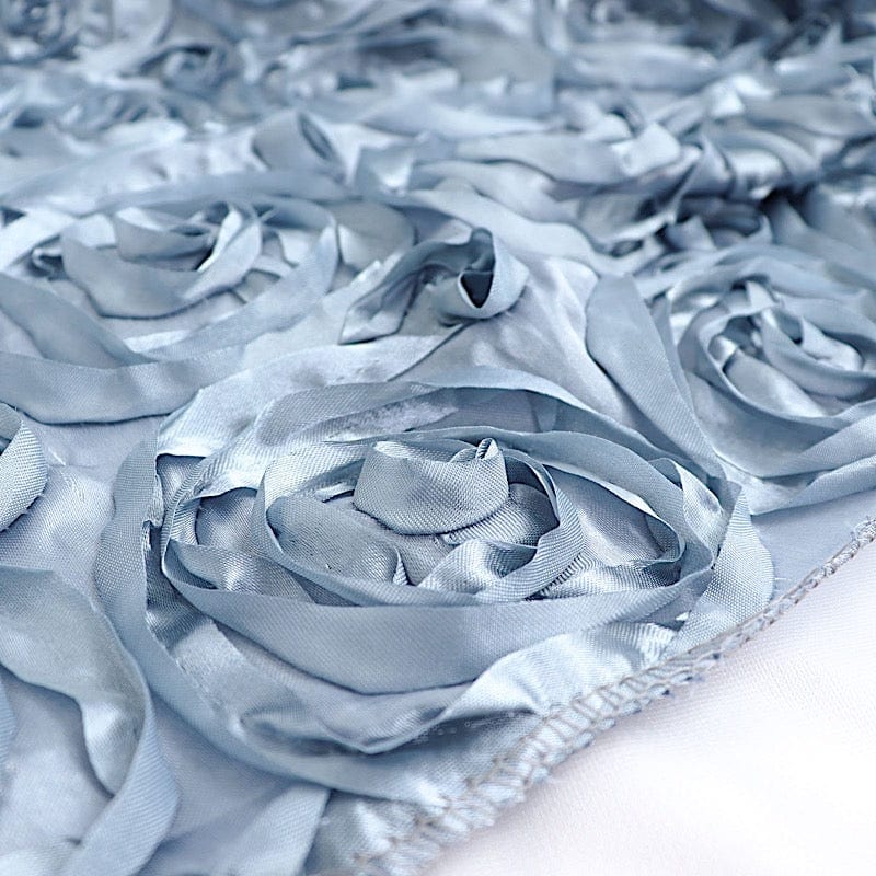90x132 Inch Satin Ribbon Roses Rectangle Tablecloth - Elegant Dining Table Cover for Weddings, Parties & Home Decor