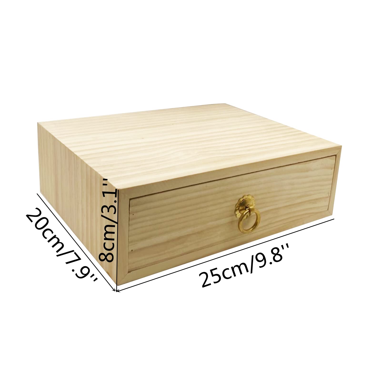 Natural Wooden Storage Box with Drawers - Wooden Desk Organizer & Jewelry Organizer with Metal Handle - Home Office & Craft Tabletop Storage Solution - Perfect for Organizing Stationery, Jewelry, Makeup & Small Accessories (1 Layer)