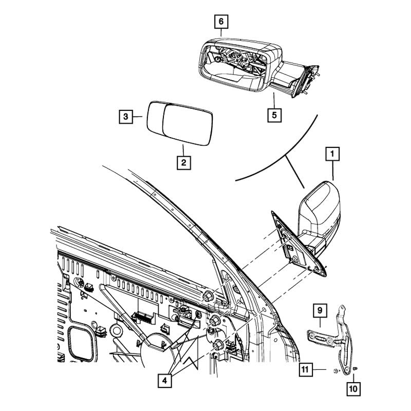 Left Side Outside Rear-View Mirror for Cars - Durable Auto Replacement Part for Improved Visibility & Safety While Driving