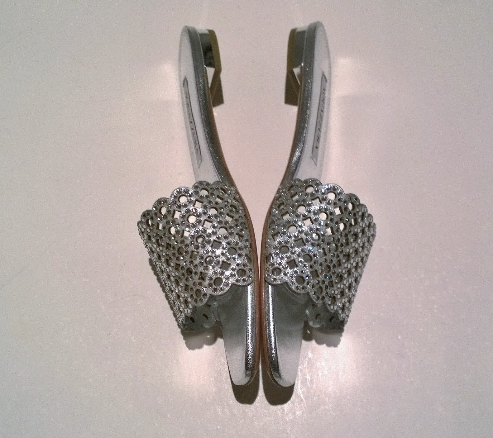 Aquazzura Women's Candy Crystal Silver Rhinestone Flat Sandals - Elegant Slide Shoes for Parties, Weddings & Summer Outfits