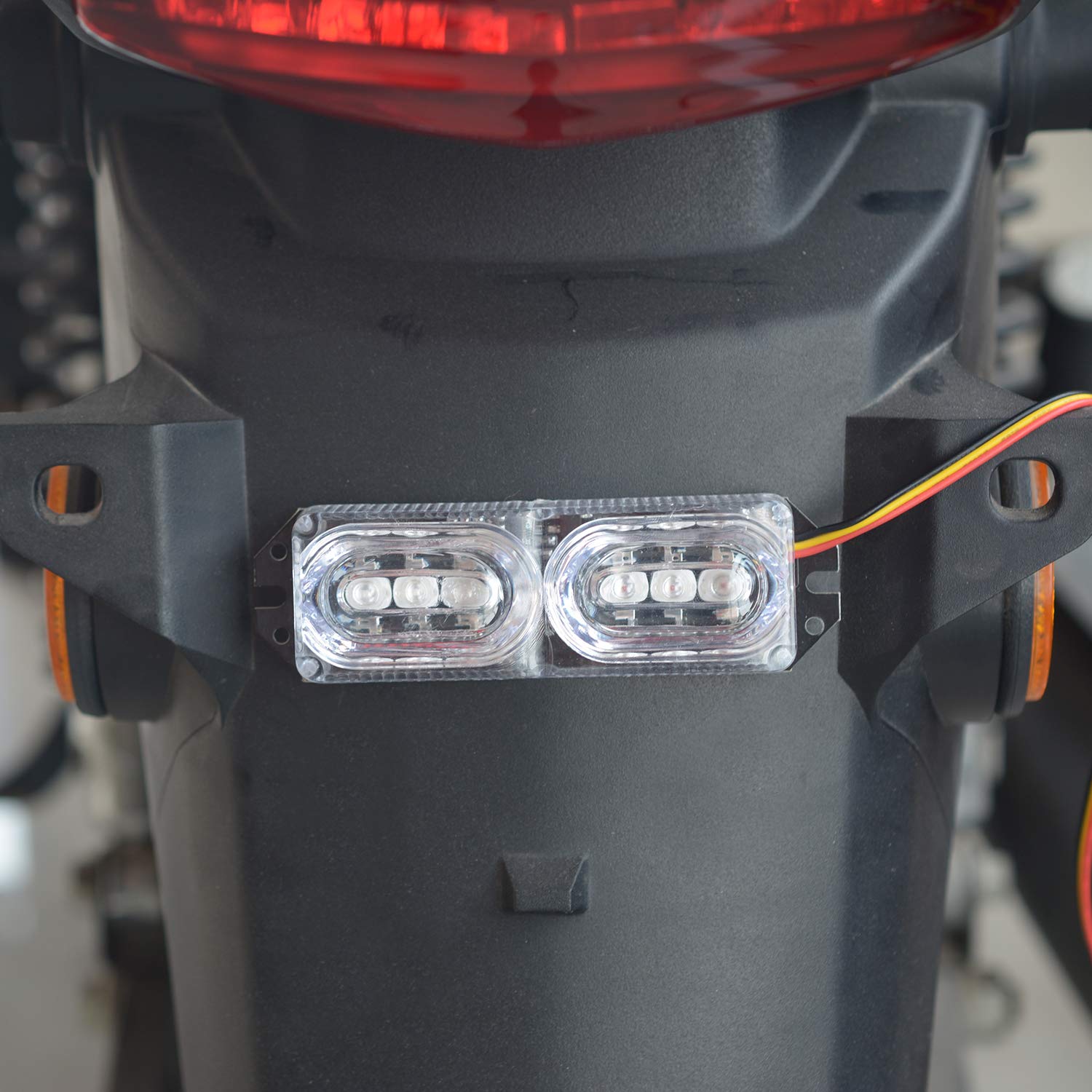 6 LED Motorcycle Flash Tail Light & Turn Signal - 9V-80V Waterproof Brake Light with Red & Blue Emergency Lights - 2 Modes for E-Bike, Scooter, ATV - Perfect for Night Riding & Safety Alerts
