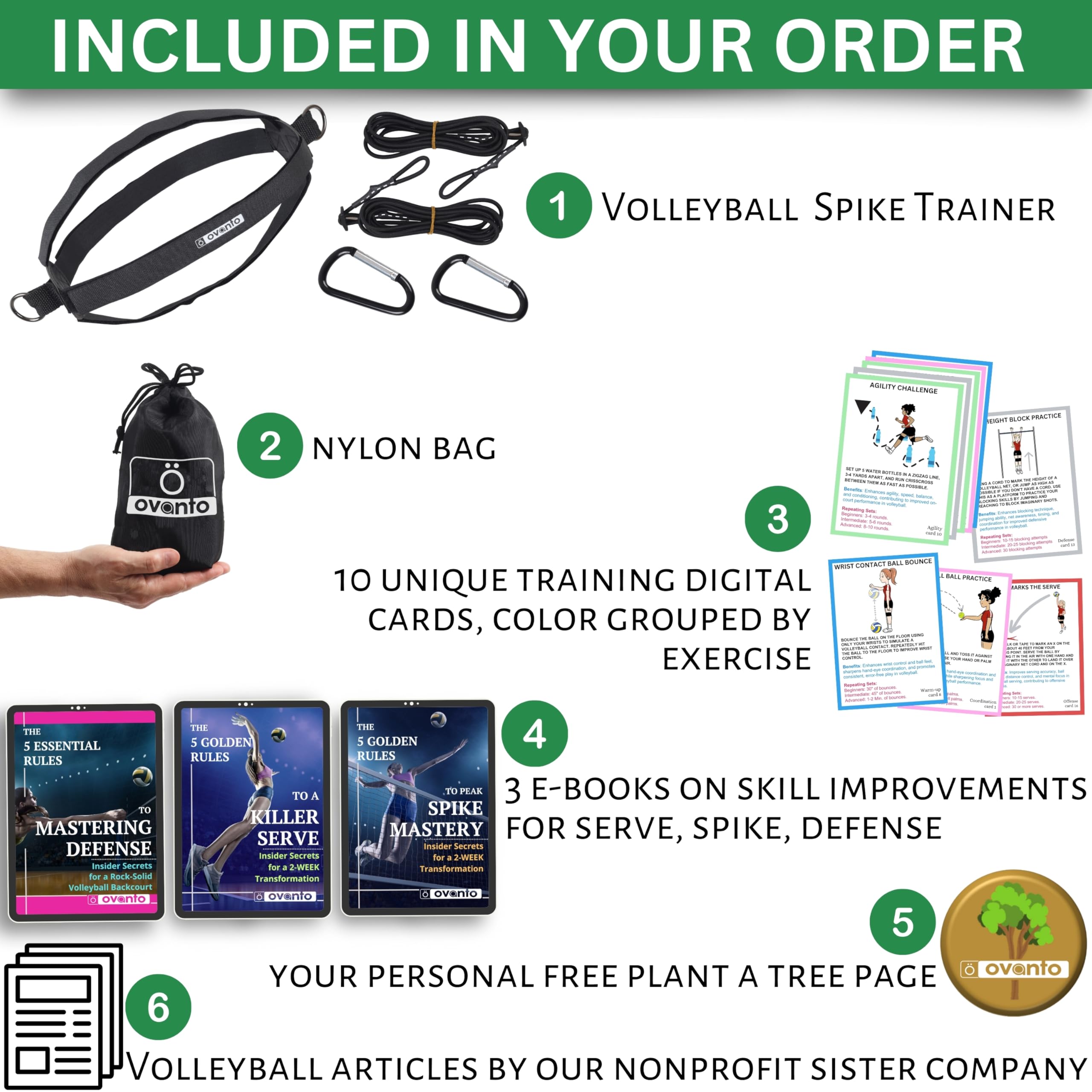 OVANTO Volleyball Training Equipment - 4-in-1 Solo Practice Aid for Serving, Spiking, Setting & Passing - Adjustable Volleyball Trainer for Beginners to Pros - Perfect for Backyard Drills, Beach Practice & Team Training Sessions