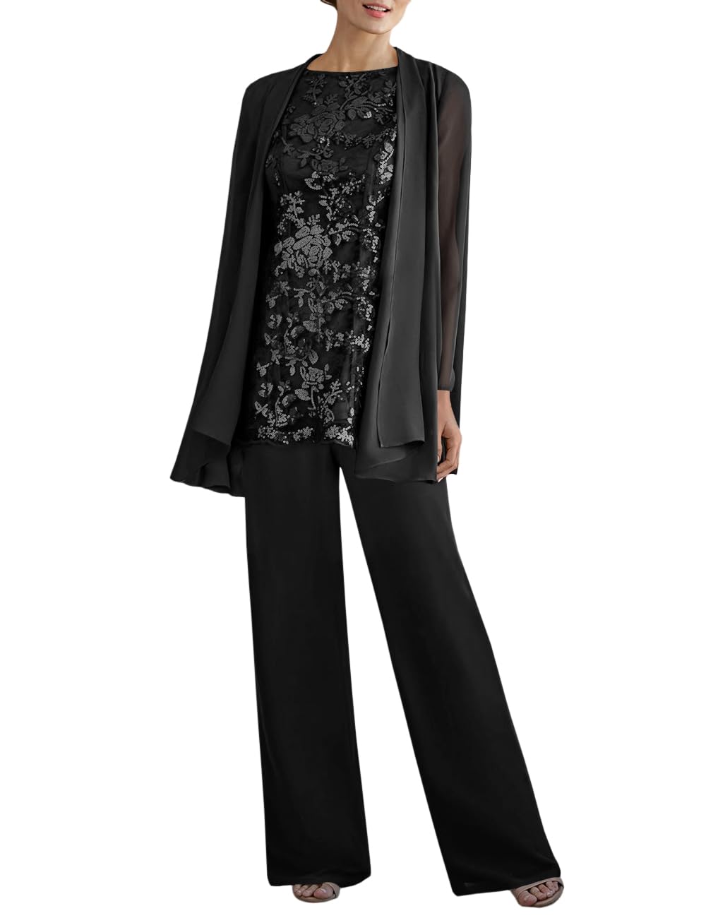 Elegant Women's 3-Piece Lace Pantsuit Set - Mother of the Bride Outfit, Wedding Guest Formal Attire, Special Occasion Dressy Suit | Perfect for Weddings, Parties, and Formal Events