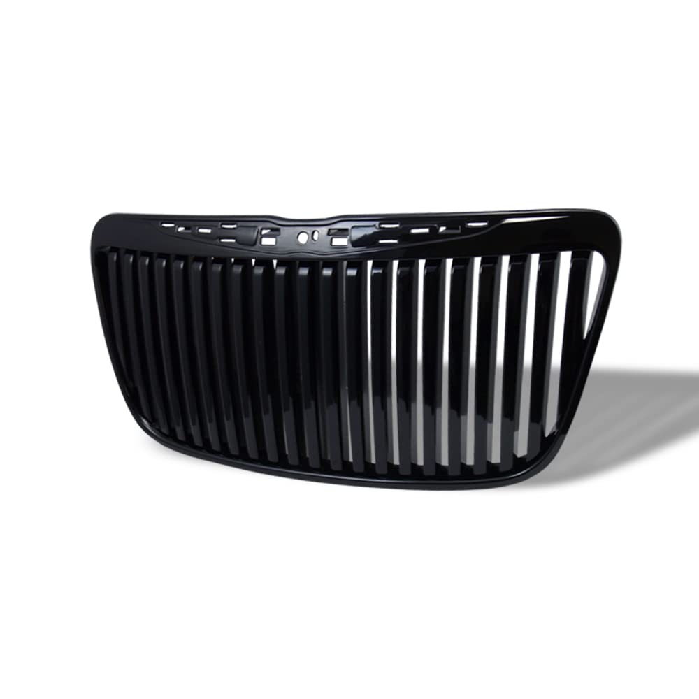 Glossy Black ABS Front Bumper Grille Guard Compatible with 2011-2014 Chrysler 300 & 300C | Luxury Vertical Hood Grill for Enhanced Vehicle Protection & Style